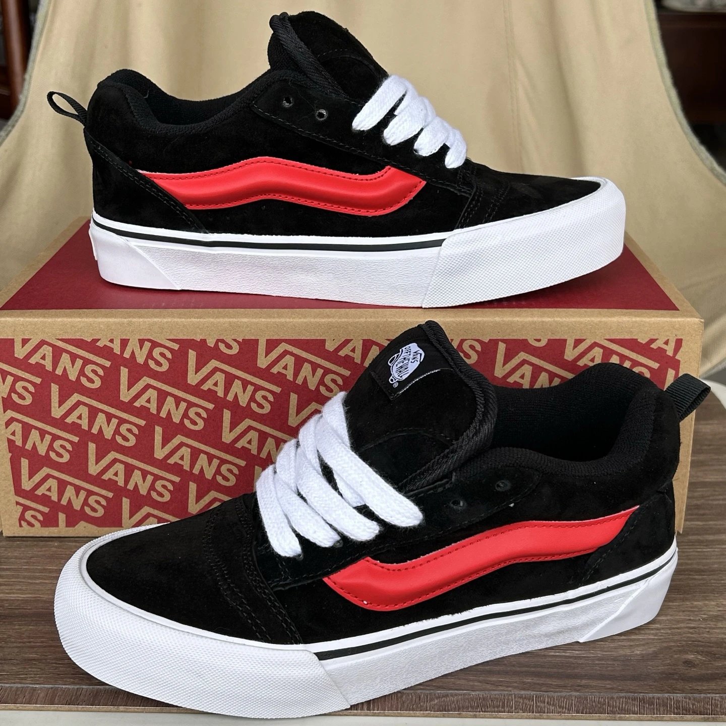 Low Top Skate Sneakers Suede Black Flame Orange - Gallery Image 9 - Detailed View