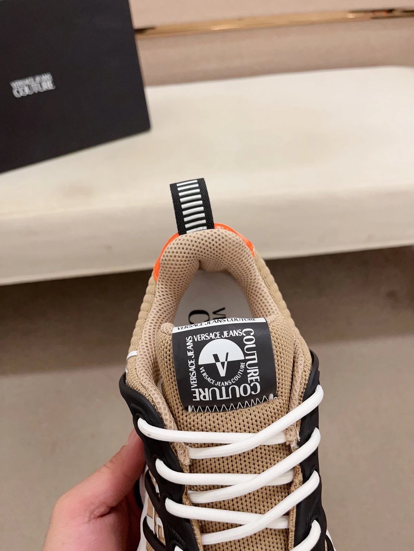 Luxury Knit Running Sneakers Sandstone - Gallery Image 6 - Detailed View