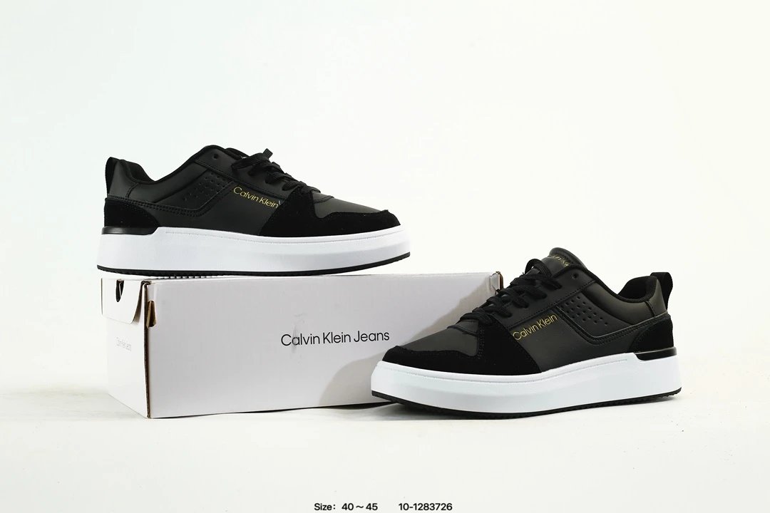 Low Top Leather Skate Sneakers Thick Sole Jet Black - Gallery Image 9 - Detailed View