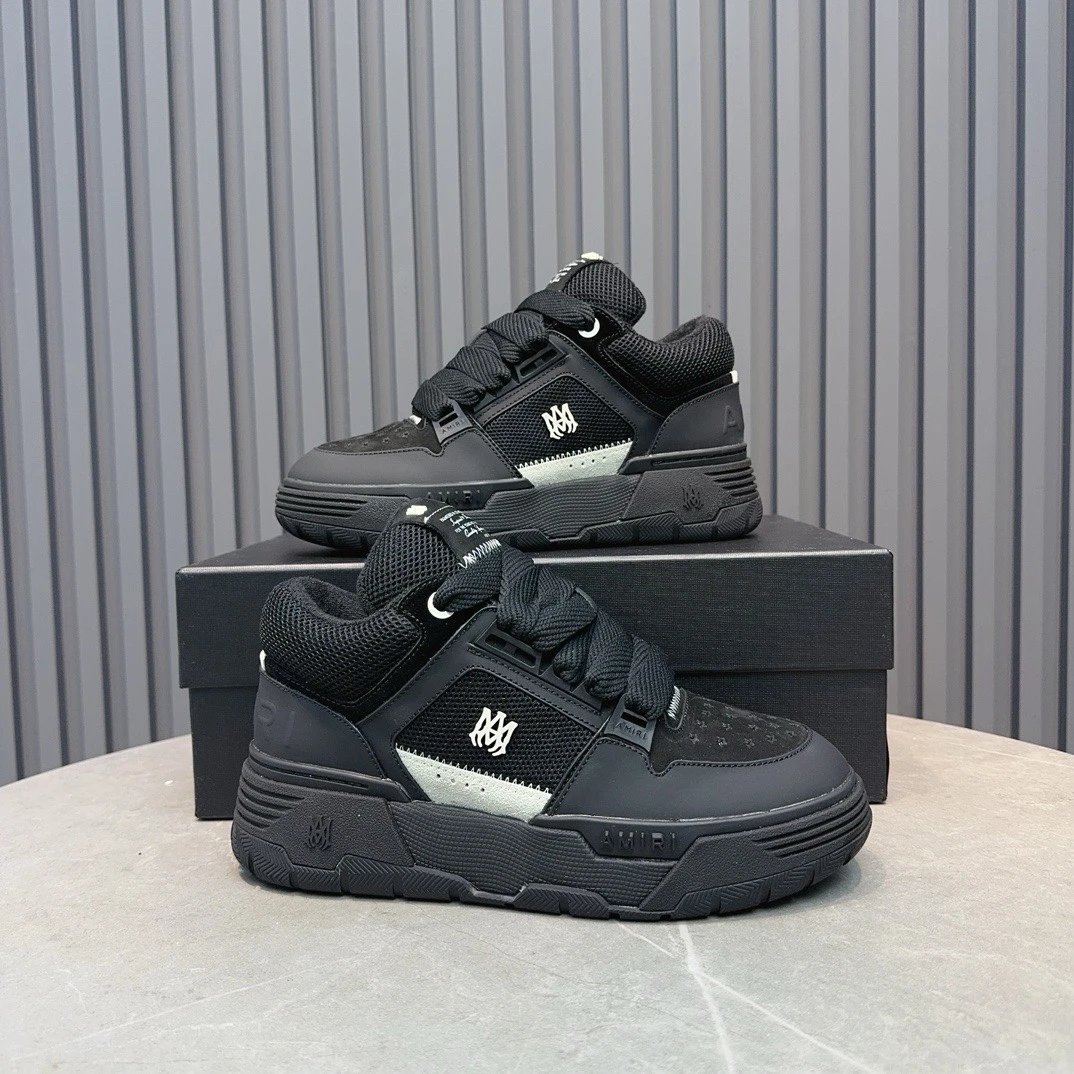 Low Top Leather Mesh Skate Sneakers Charcoal Black - Gallery Image 7 - Detailed View