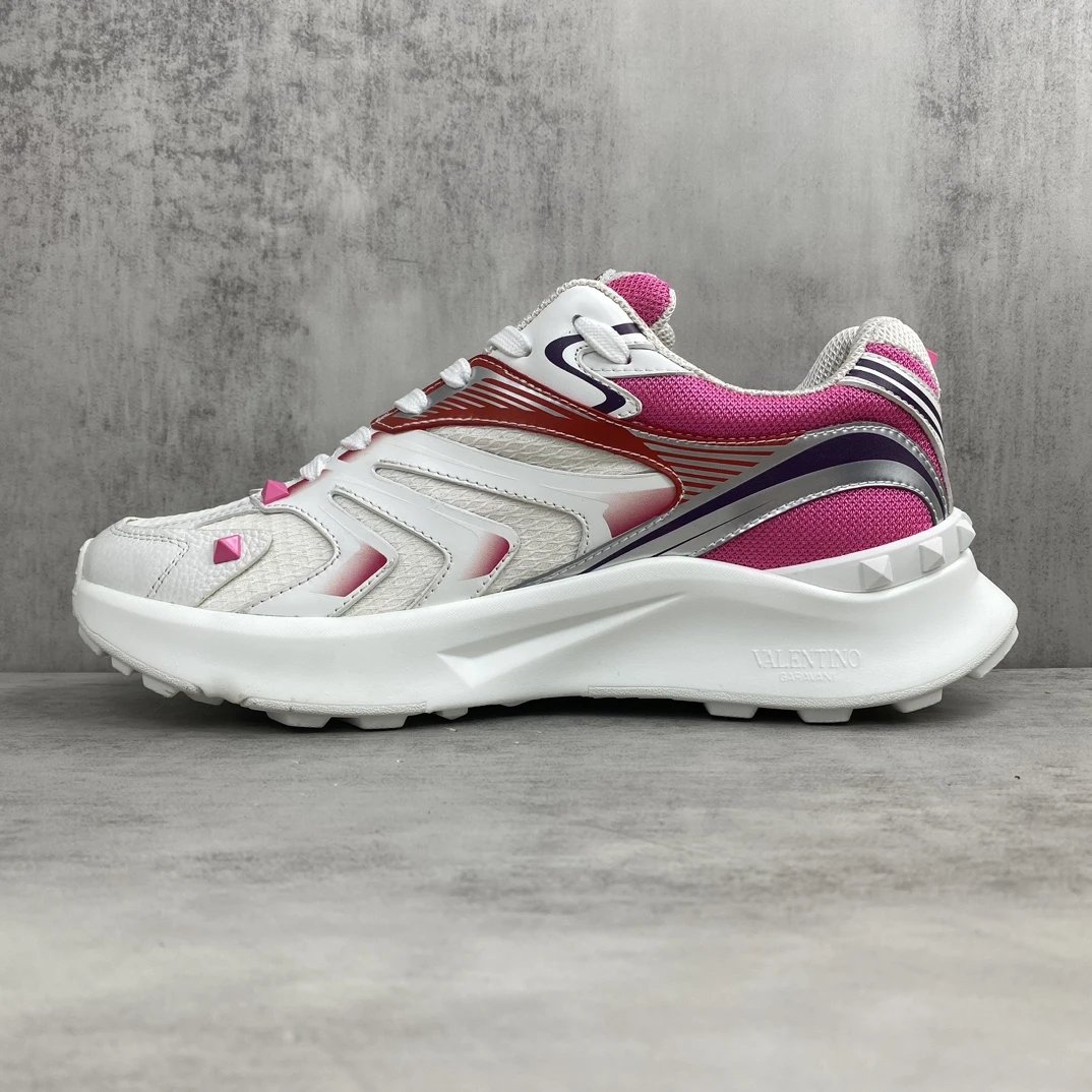 Chunky Leather Mesh Sneakers Fuchsia Pink - Gallery Image 7 - Detailed View