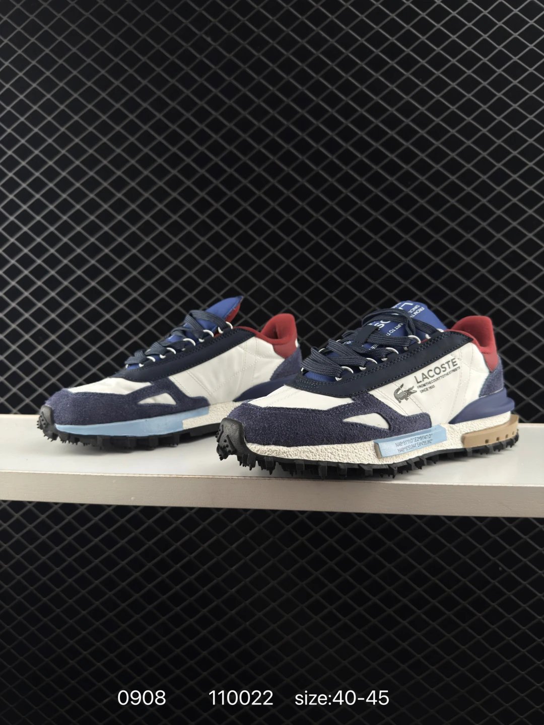 Lacoste Elite Active Sneakers Blue White Red - Gallery Image 5 - Detailed View