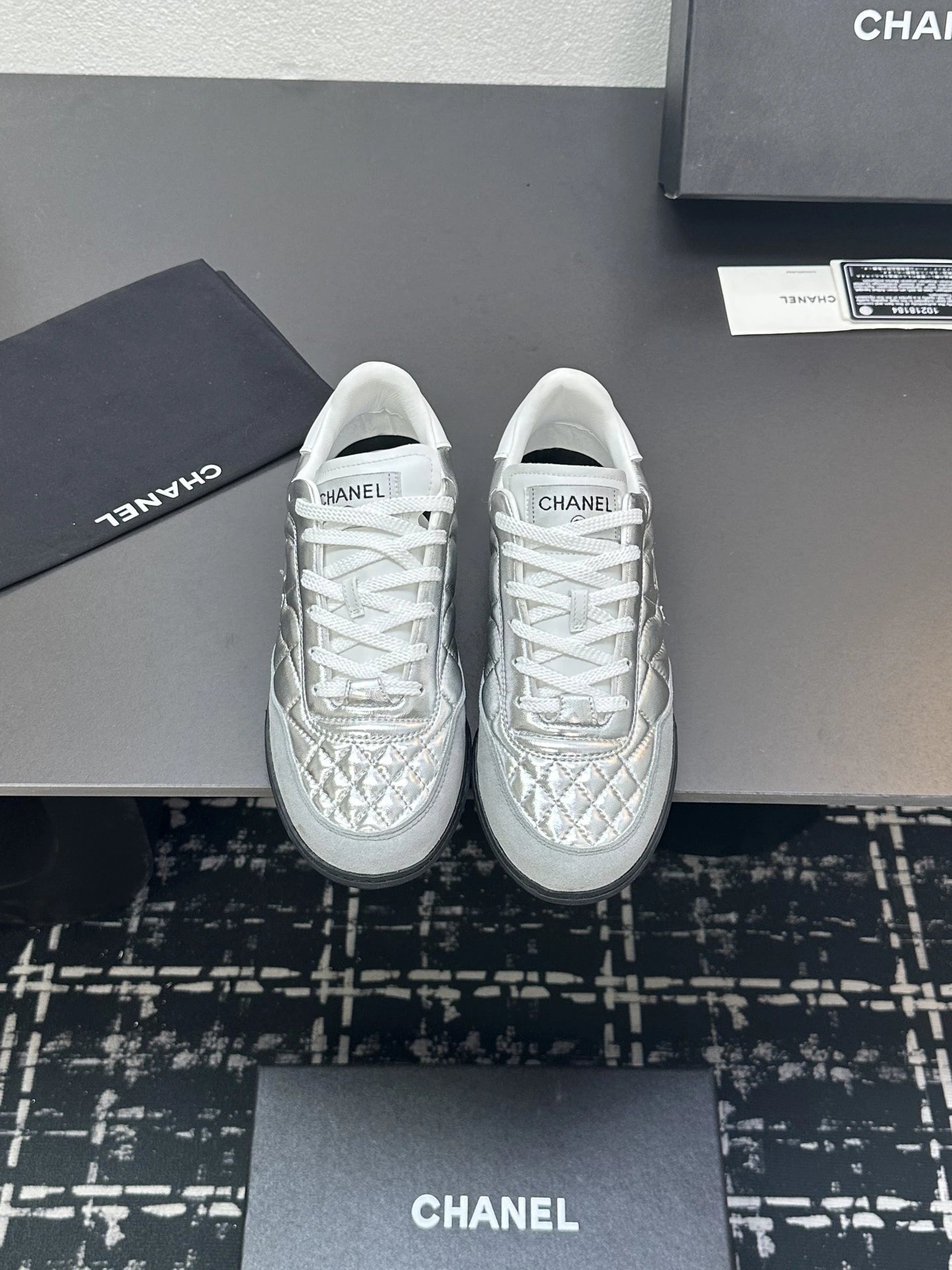 Chanel Quilted Sneakers Silver - Gallery Image 3 - Detailed View