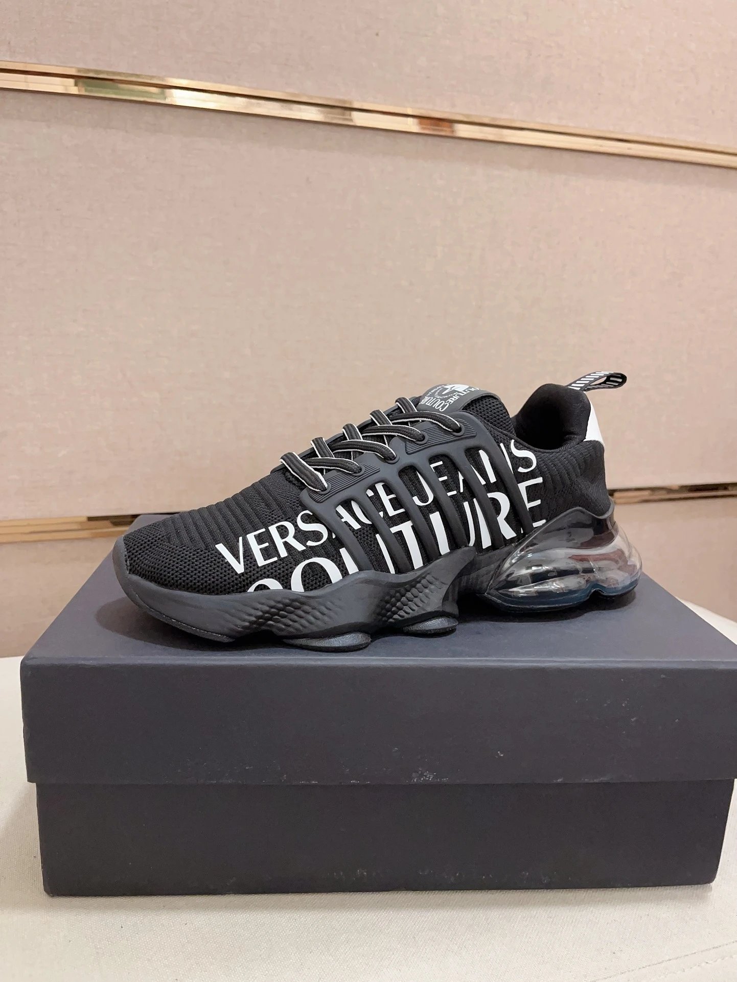 Luxury Knit Sneakers Charcoal Black - Gallery Image 1 - Detailed View