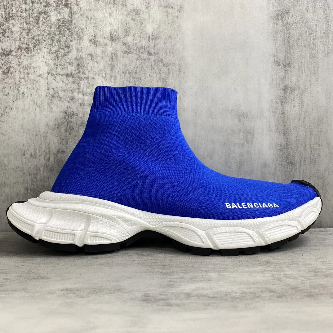 Chunky Knit Sock Sneakers Retro Sport Shoes Azure Blue - Gallery Image 6 - Detailed View