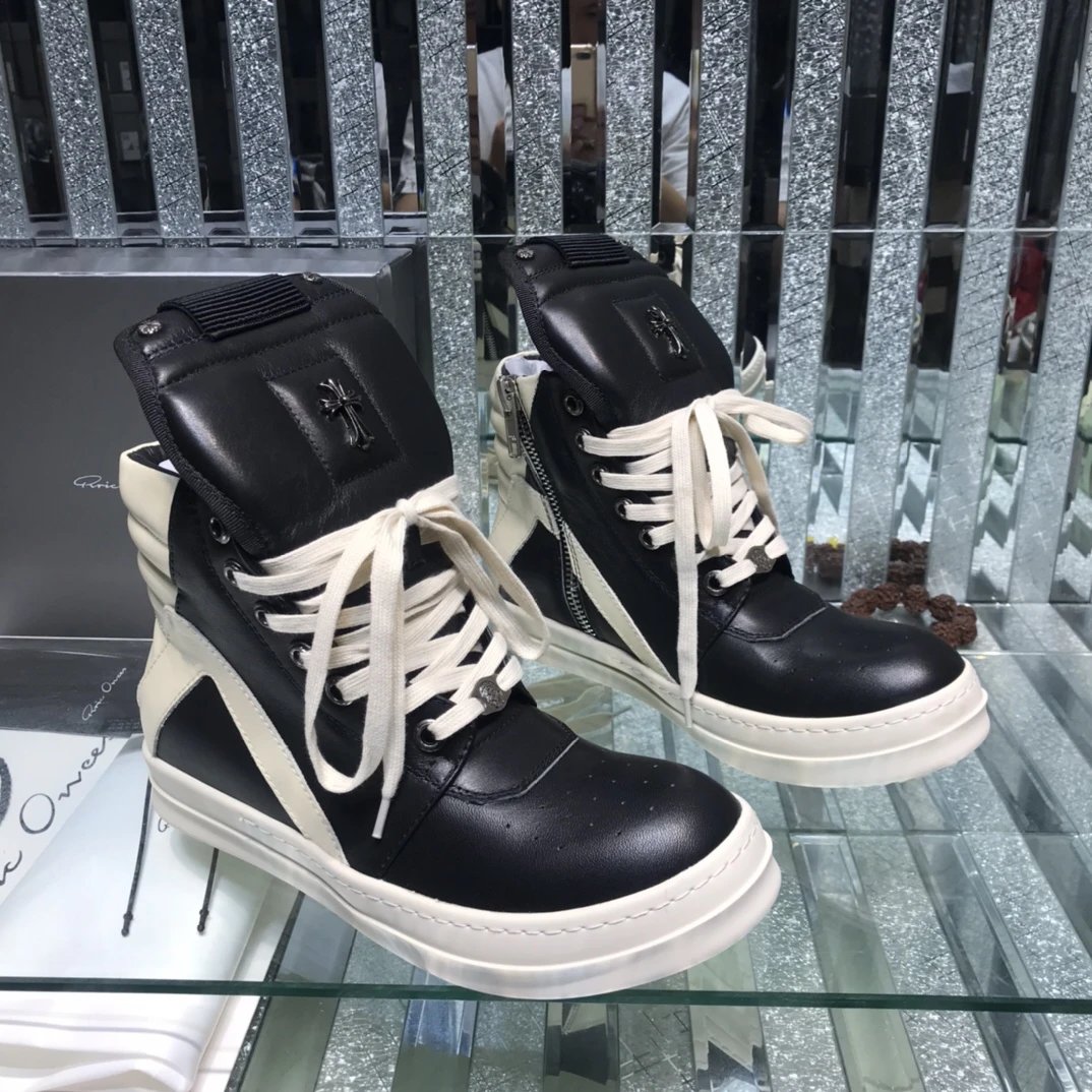 Chrome Hearts x Rick Owens Geobasket Sneakers Black & White - Gallery Image 3 - Detailed View