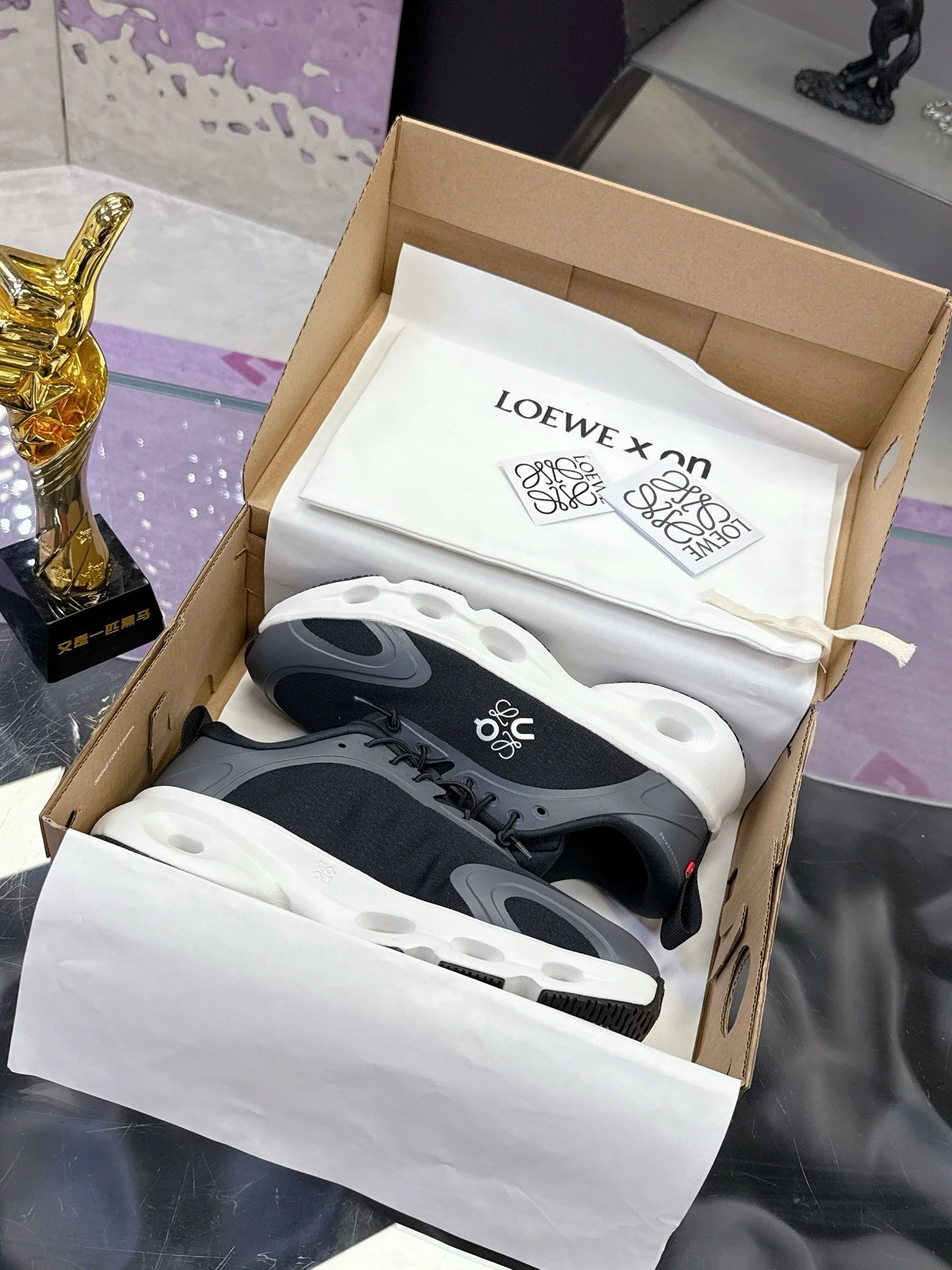 Loewe x On 3.0 Cloudventure Sneakers Black White - Gallery Image 2 - Detailed View