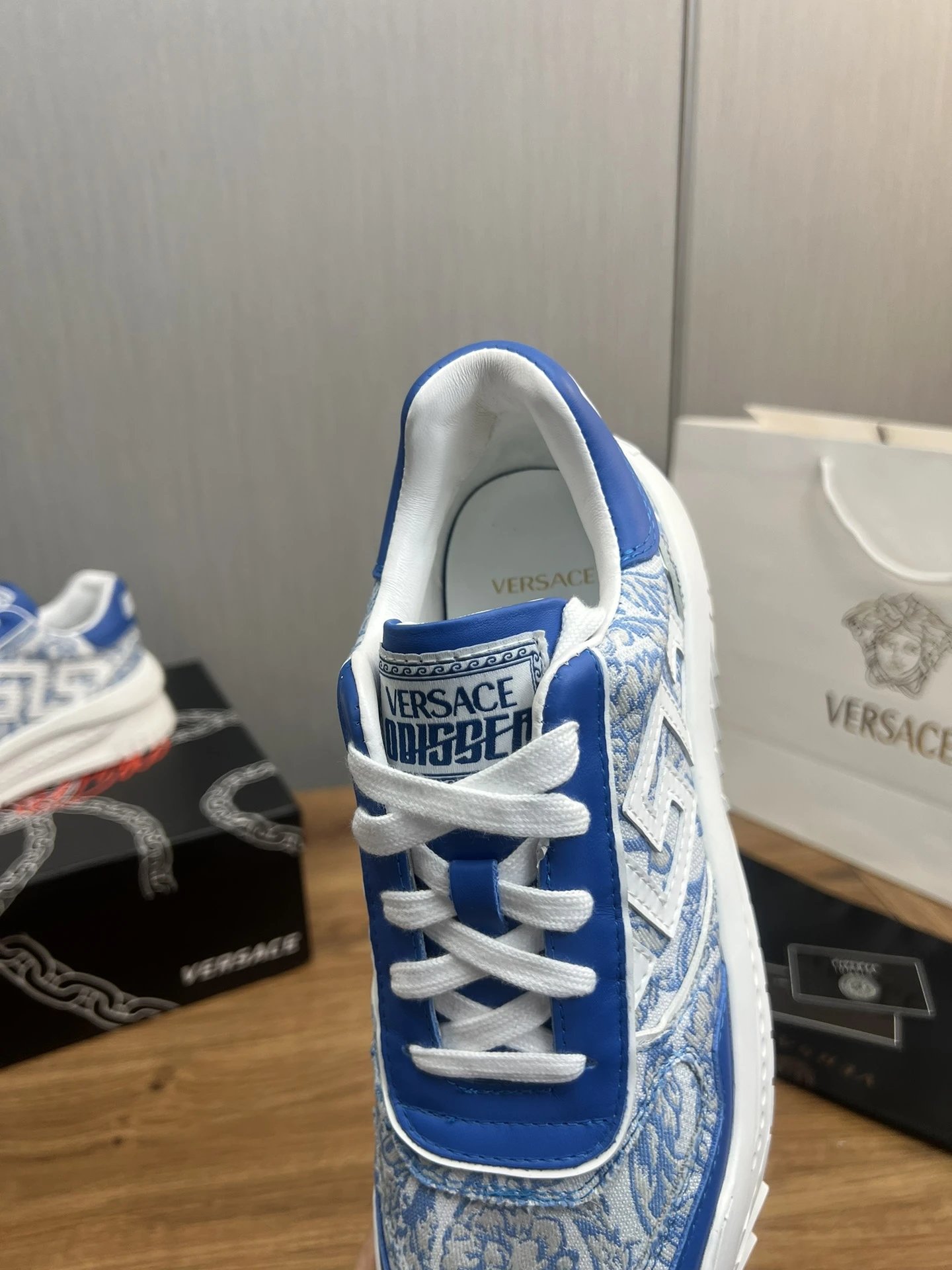 Luxury Leather Sneakers Baroque Blue - Gallery Image 8 - Detailed View