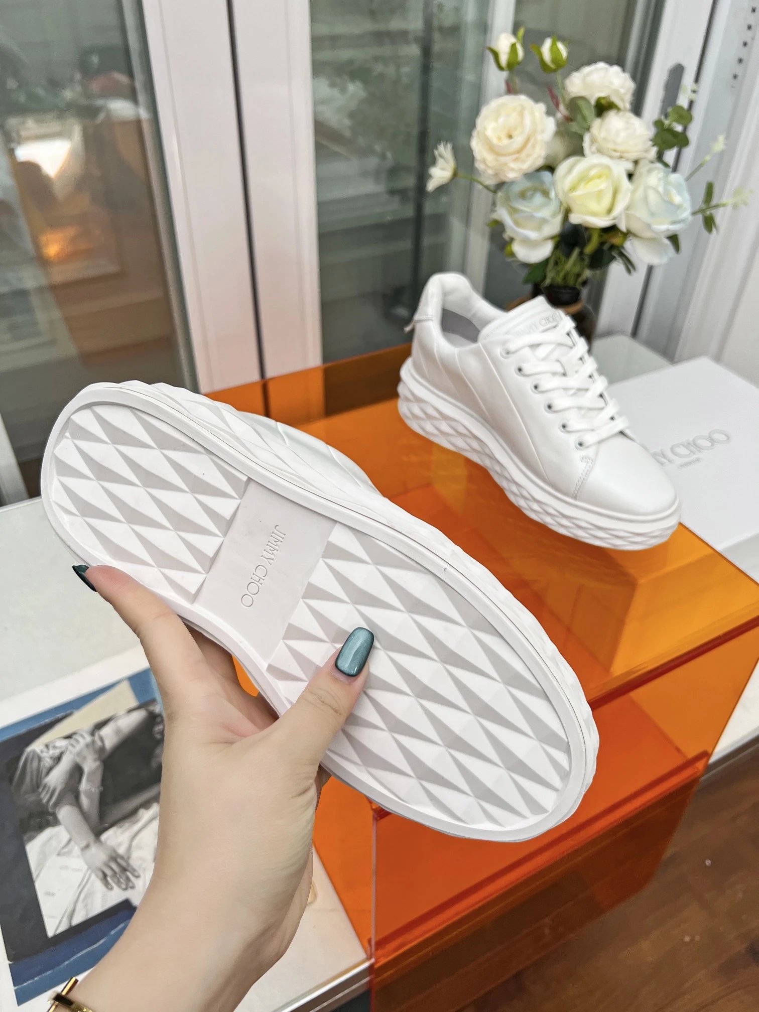 Jimmy Choo Diamond Sneakers White - Gallery Image 9 - Detailed View