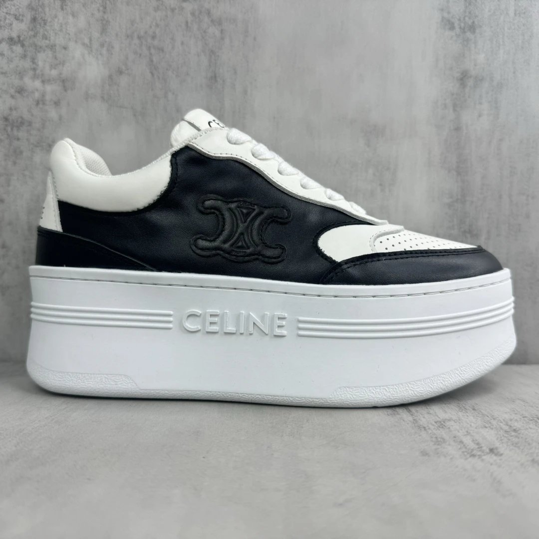 Platform Leather Sneakers High Top Breathable Ivory Noir - Gallery Image 6 - Detailed View