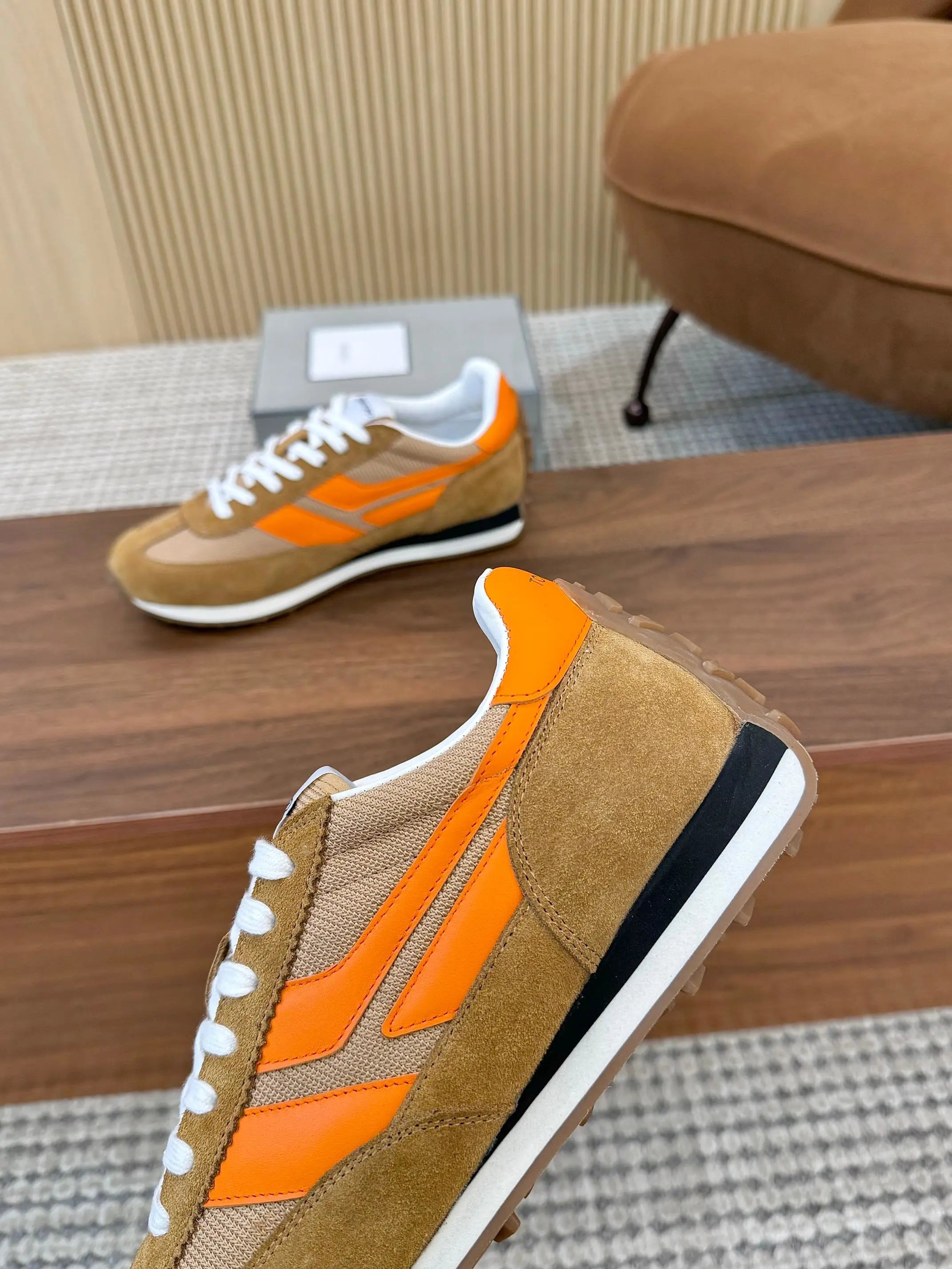 Retro Suede Mesh Sneakers Amber Orange - Gallery Image 6 - Detailed View
