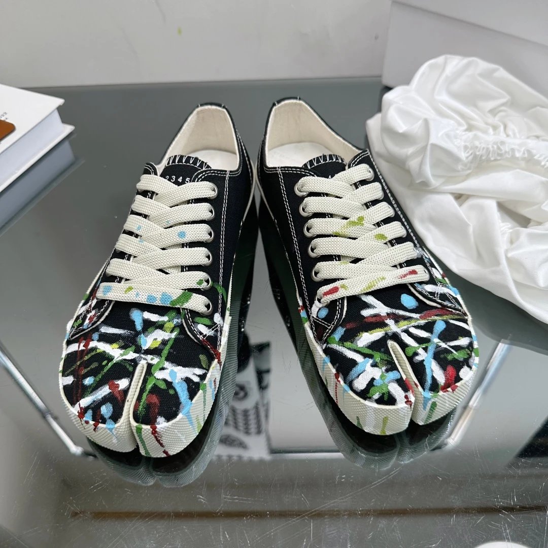 Maison Margiela MM6 Tabi Graffiti Black Sneakers - Gallery Image 3 - Detailed View