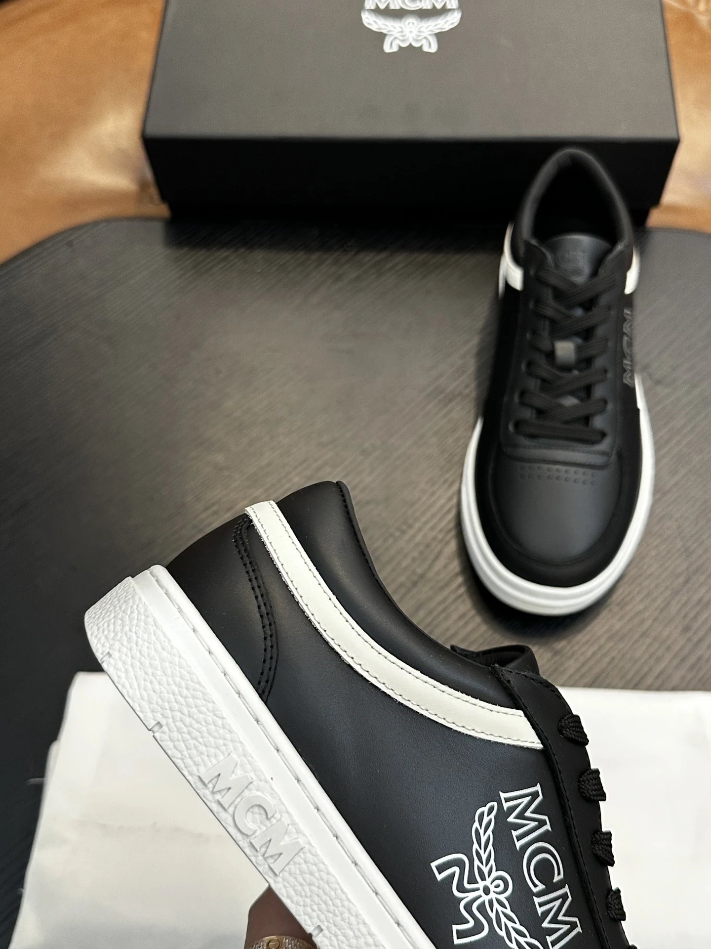 MCM Skystream Cubic Monogram Jacquard Sneaker Black - Gallery Image 7 - Detailed View