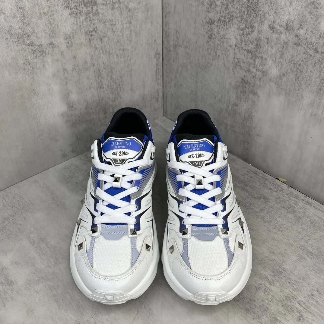 Chunky Leather Running Sneakers White Sapphire - Gallery Image 4 - Detailed View