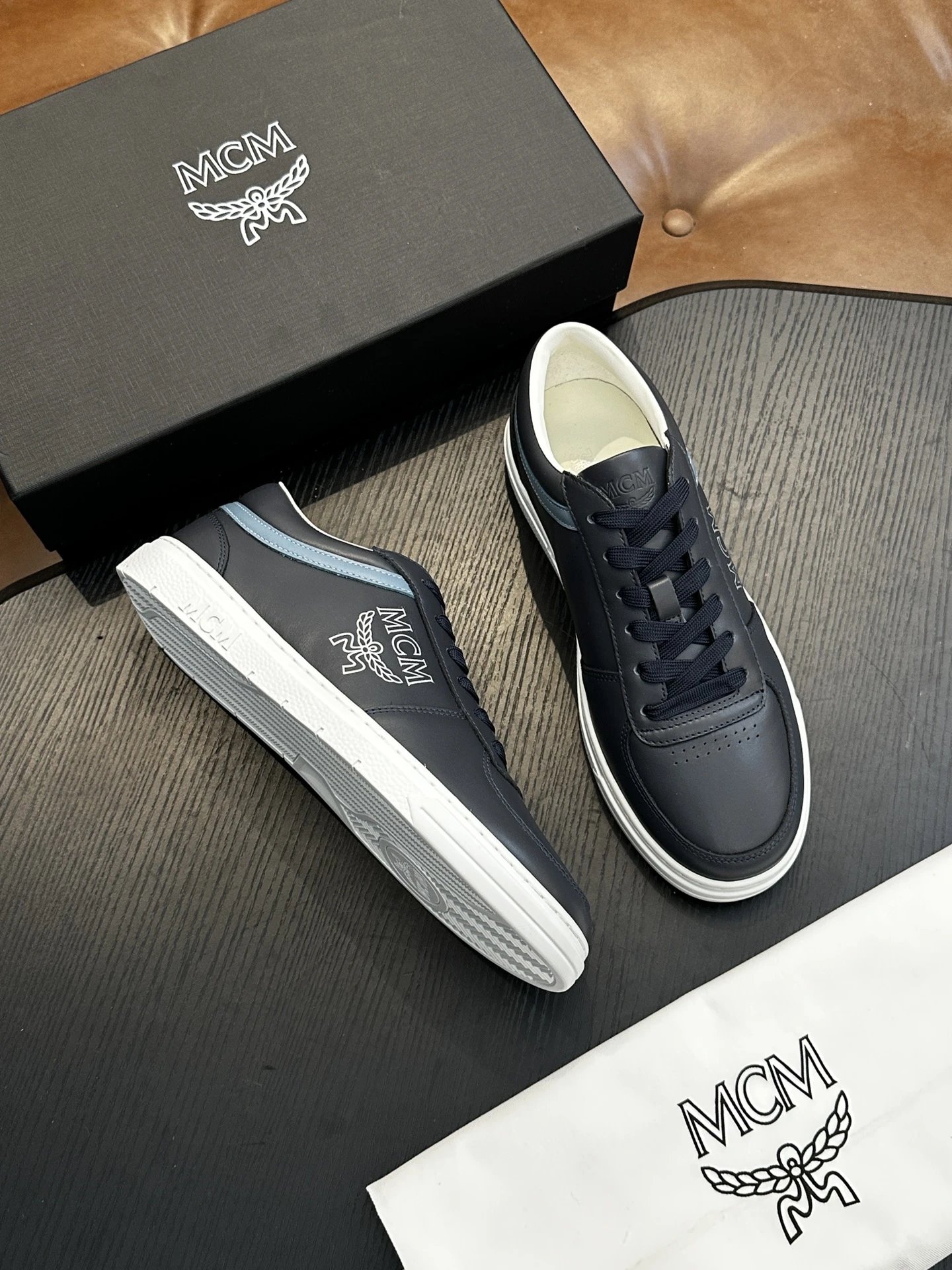 MCM Skystream Cubic Monogram Jacquard Sneaker Black - Gallery Image 4 - Detailed View