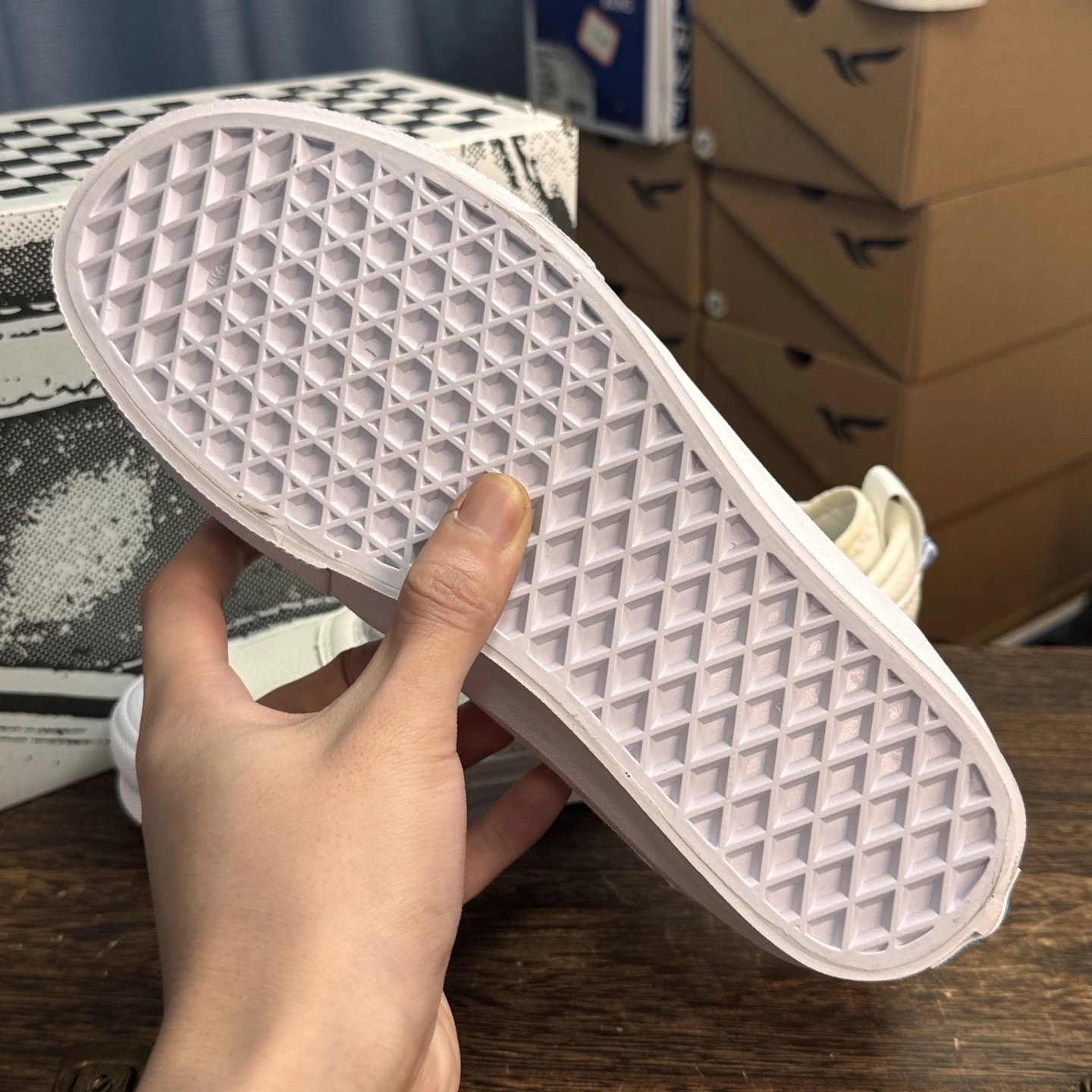 Low Top Leather Skate Shoes Ivory Blue - Gallery Image 8 - Detailed View