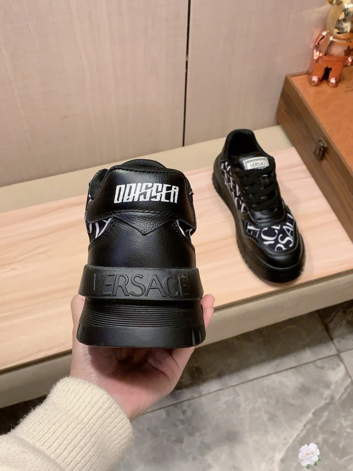 Chunky Leather Sneakers Ebony Black - Gallery Image 9 - Detailed View