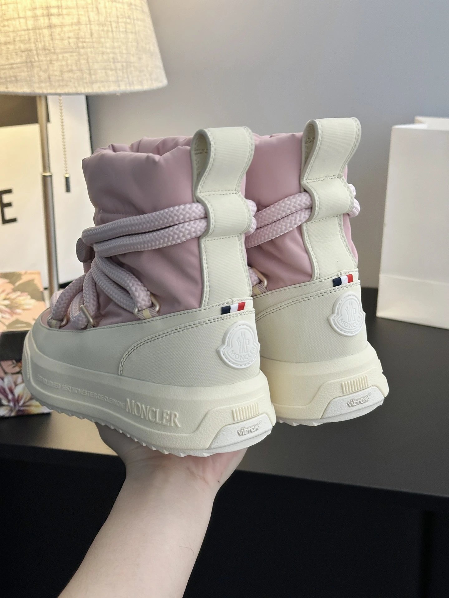 Moncler Mid Boots Pink - Gallery Image 9 - Detailed View