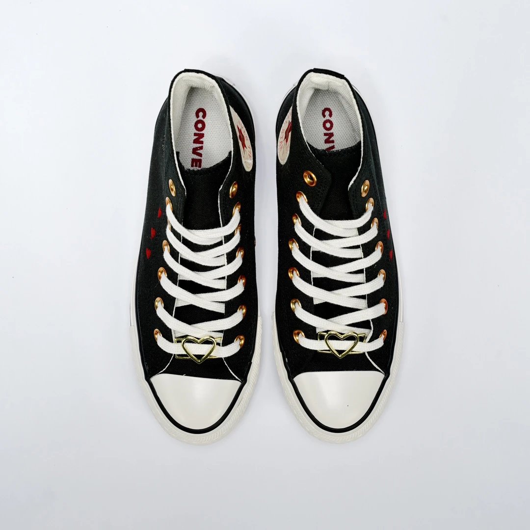 Valentine Canvas High Top Sneakers Ebony Black - Gallery Image 2 - Detailed View