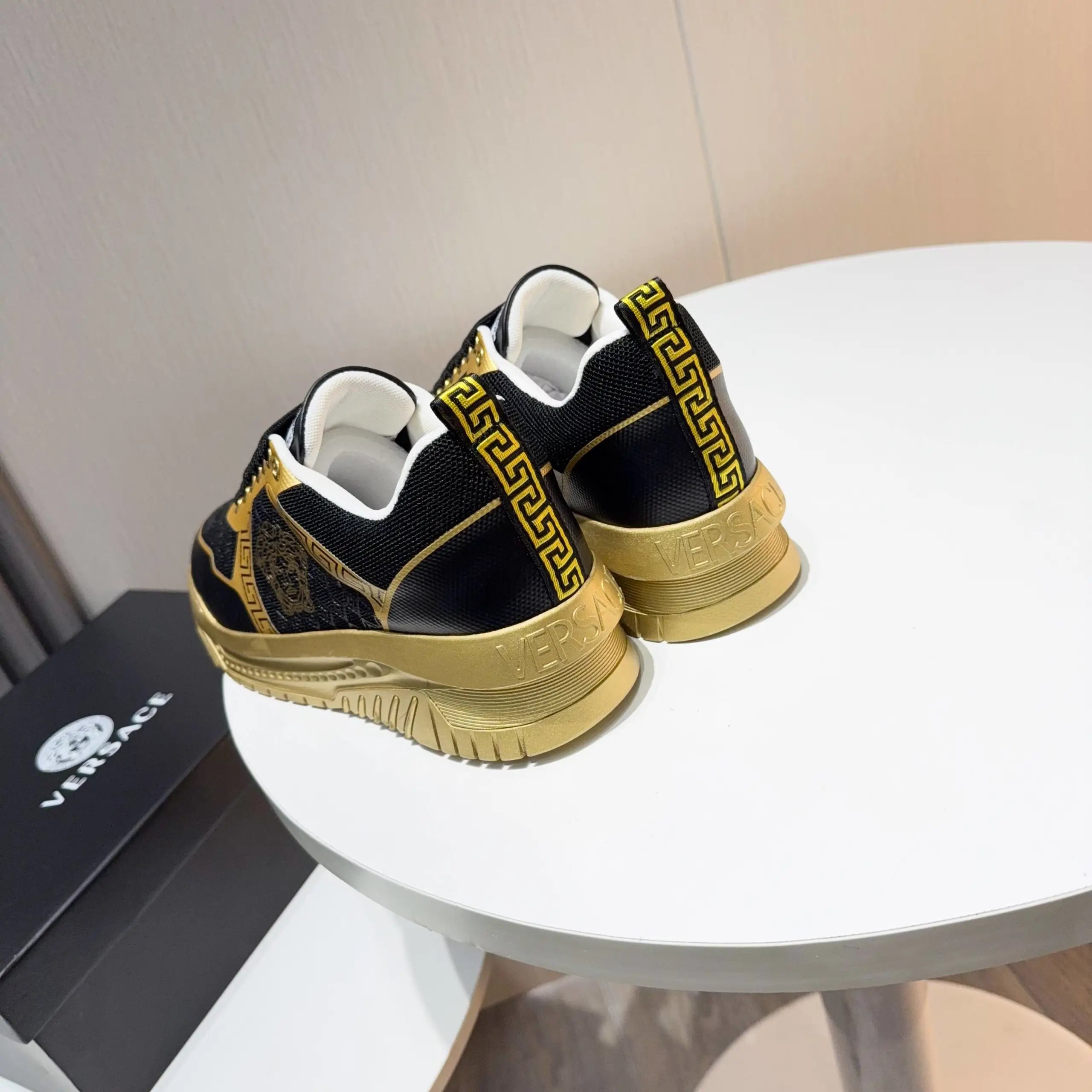 Luxury Knit Labyrinth Sneakers Black Gold - Gallery Image 3 - Detailed View