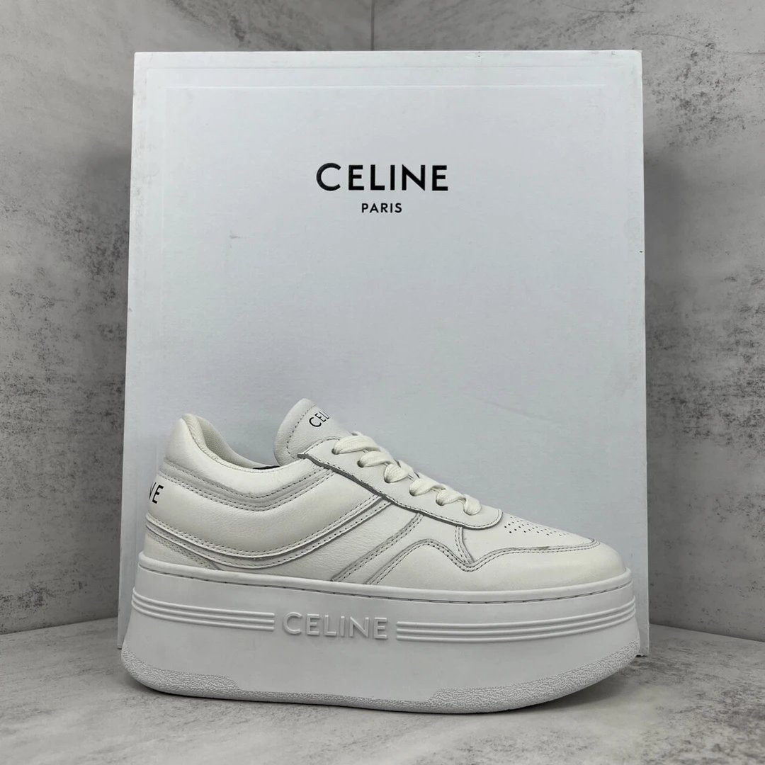 Platform Leather Sneakers Summer Casual Biscuit Sole Ivory - Gallery Image 1 - Detailed View