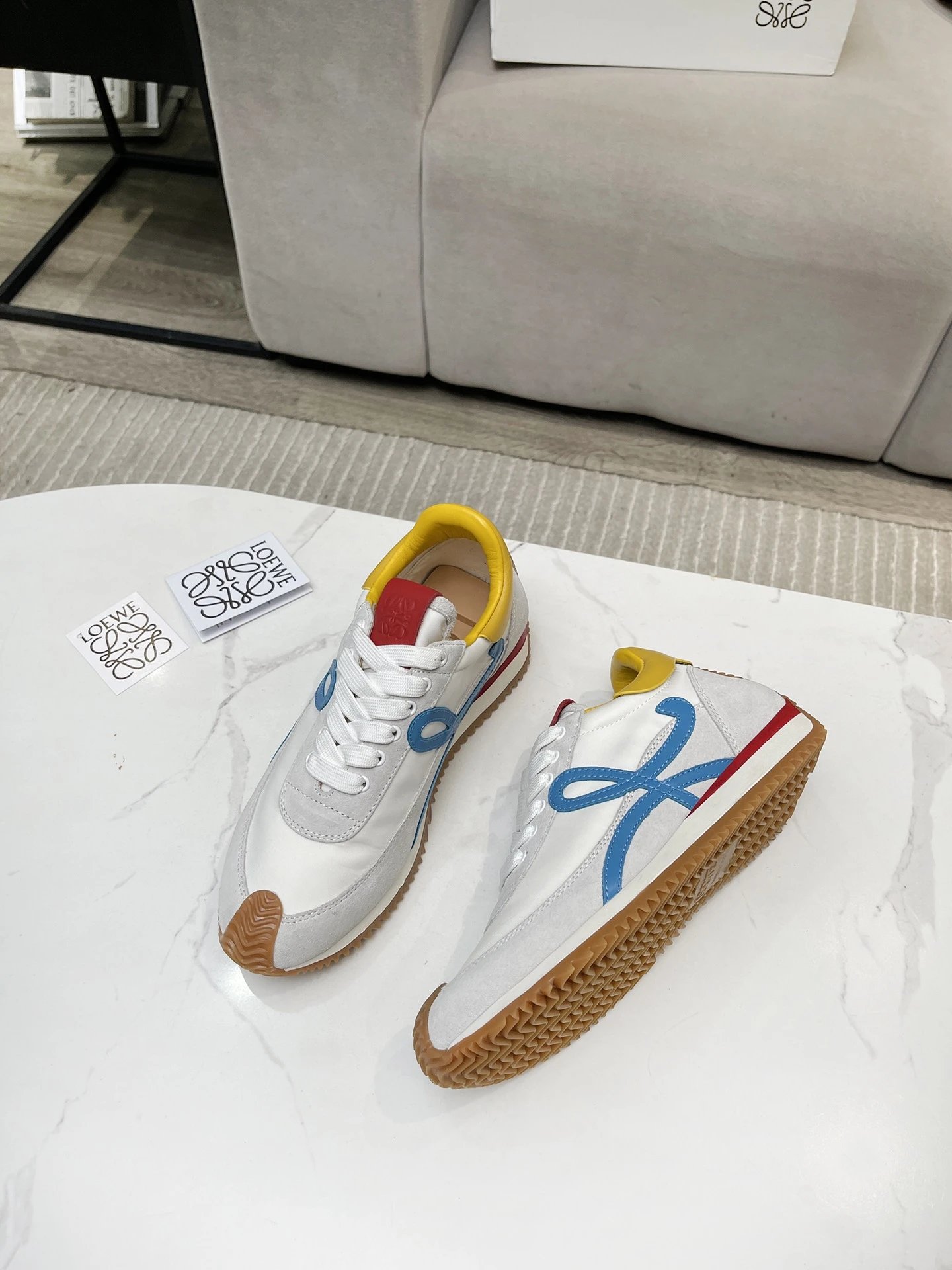 Loewe Hidden Heel Sneakers White Blue - Gallery Image 5 - Detailed View