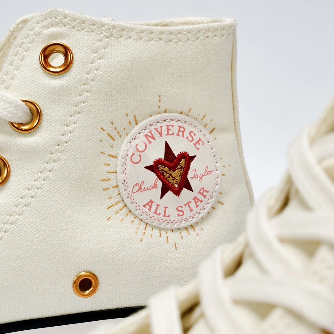 Valentine Canvas High Top Sneakers Ivory Gold - Gallery Image 4 - Detailed View