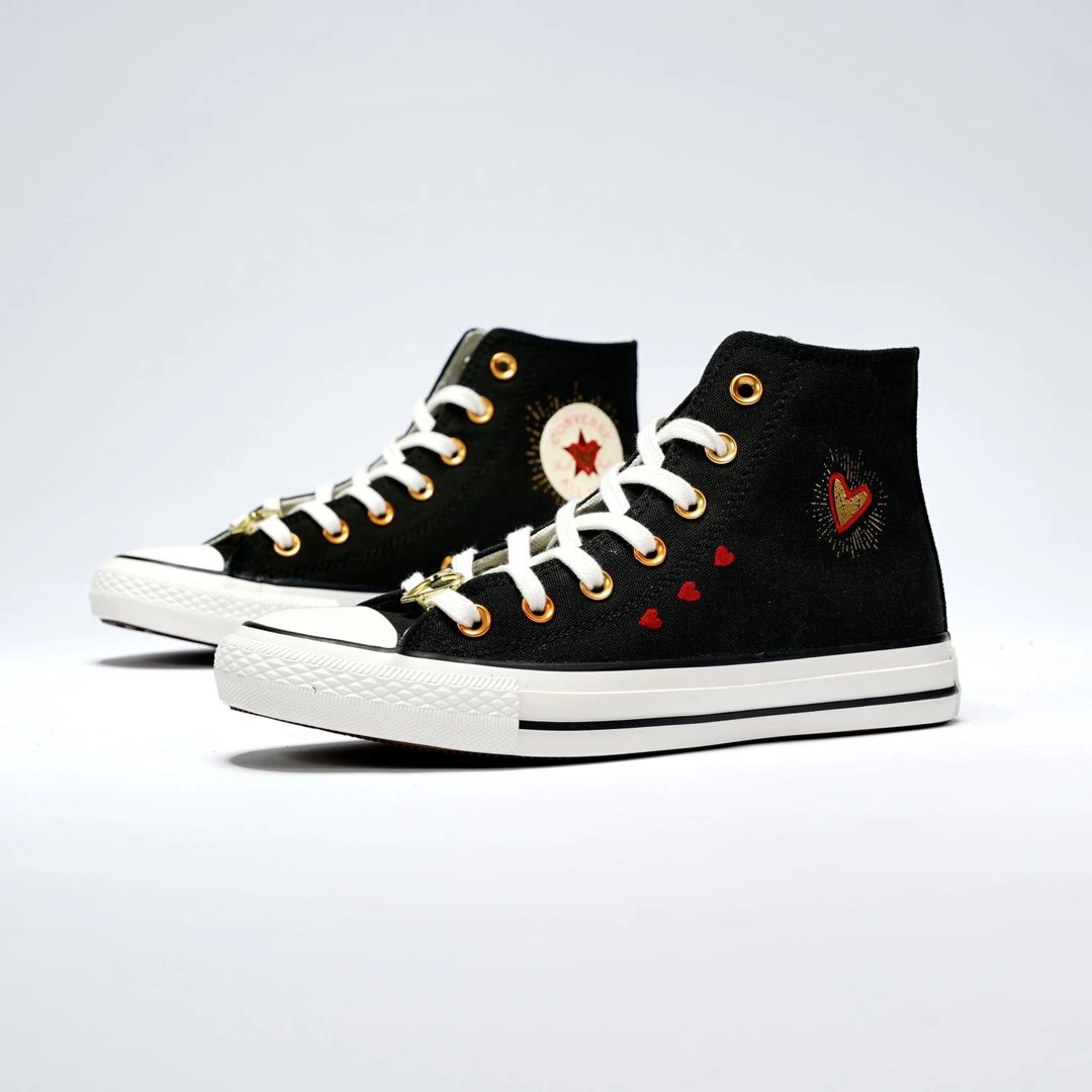 Valentine Canvas High Top Sneakers Ebony Black - Gallery Image 1 - Detailed View