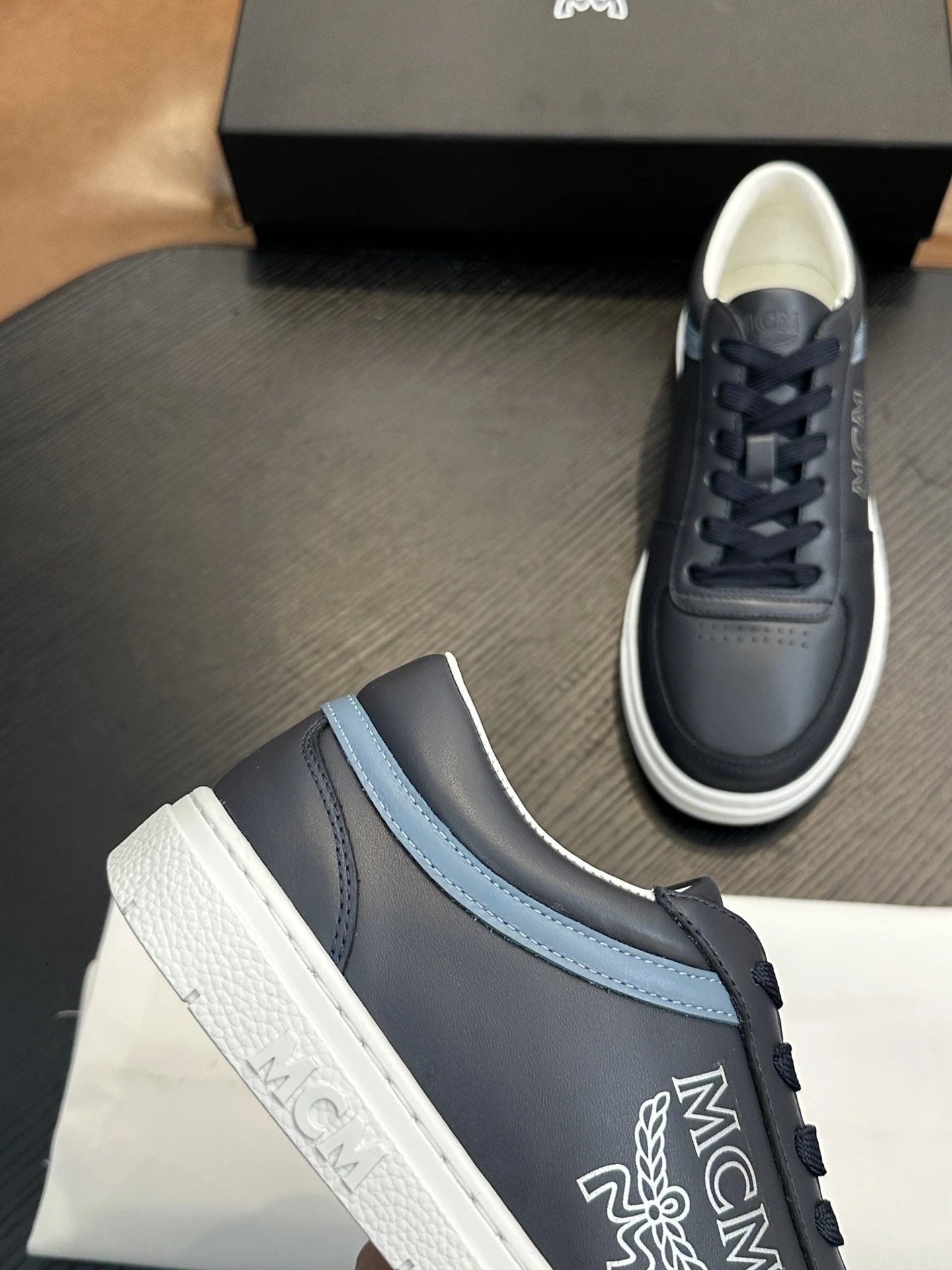 MCM Skystream Cubic Monogram Jacquard Sneaker Black - Gallery Image 7 - Detailed View