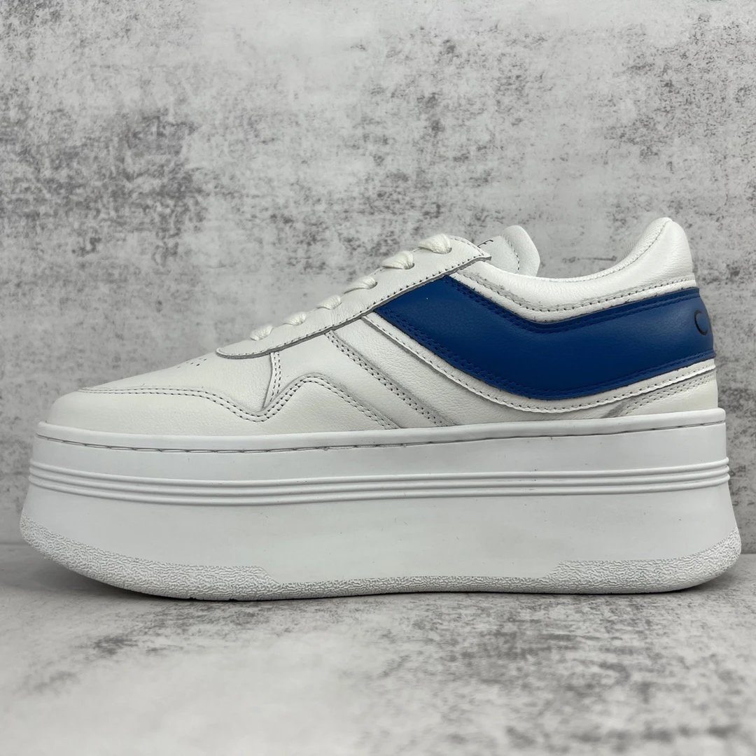 Chunky Platform Leather Sneakers Summer Biscuit Blue - Gallery Image 7 - Detailed View