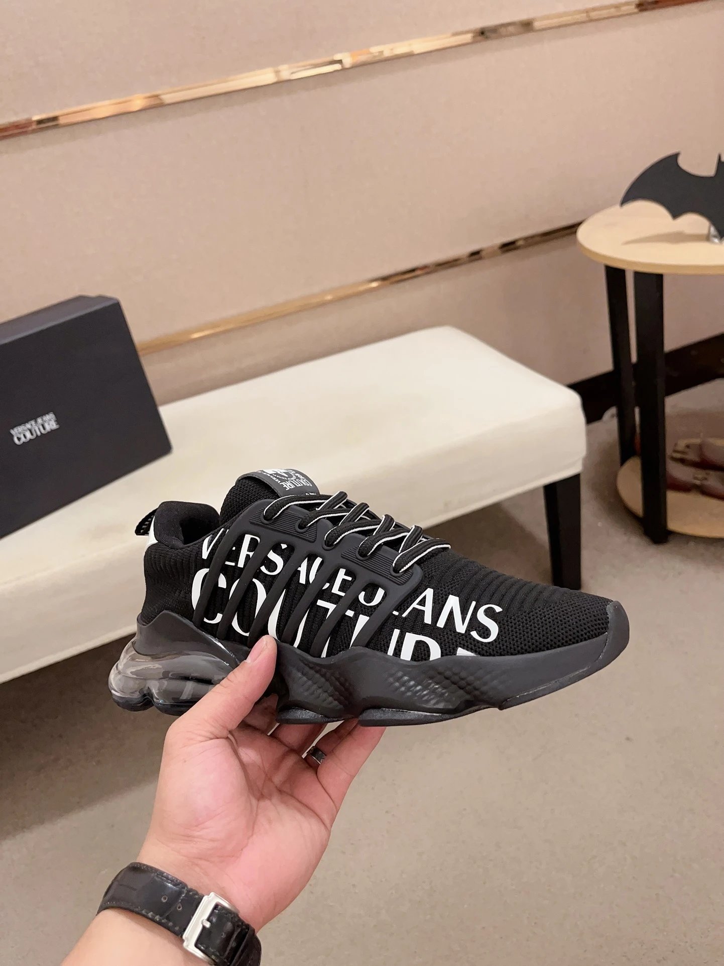 Luxury Knit Sneakers Charcoal Black - Gallery Image 4 - Detailed View