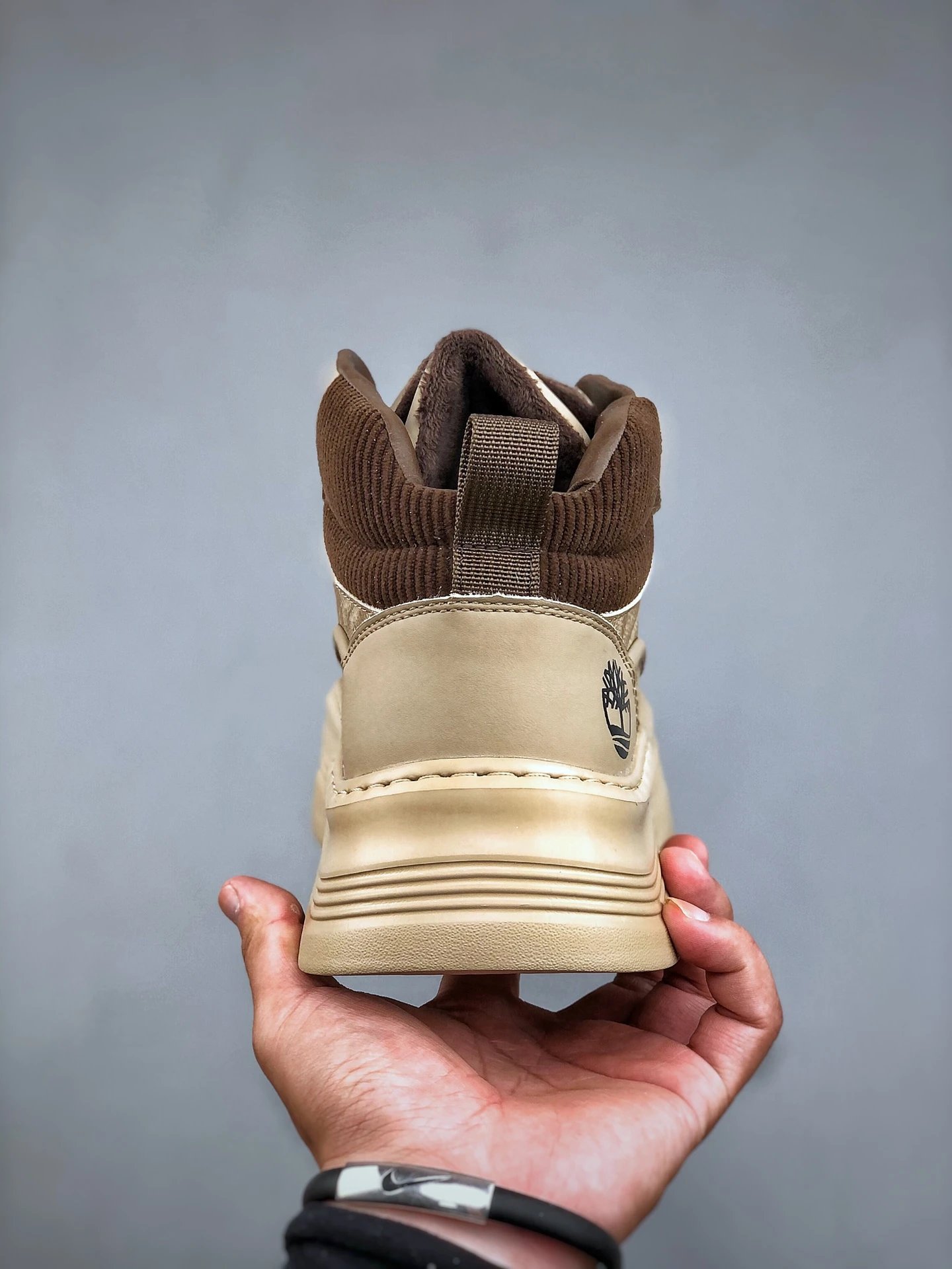 Chunky Leather High Top Boots Sandstone Beige - Gallery Image 7 - Detailed View