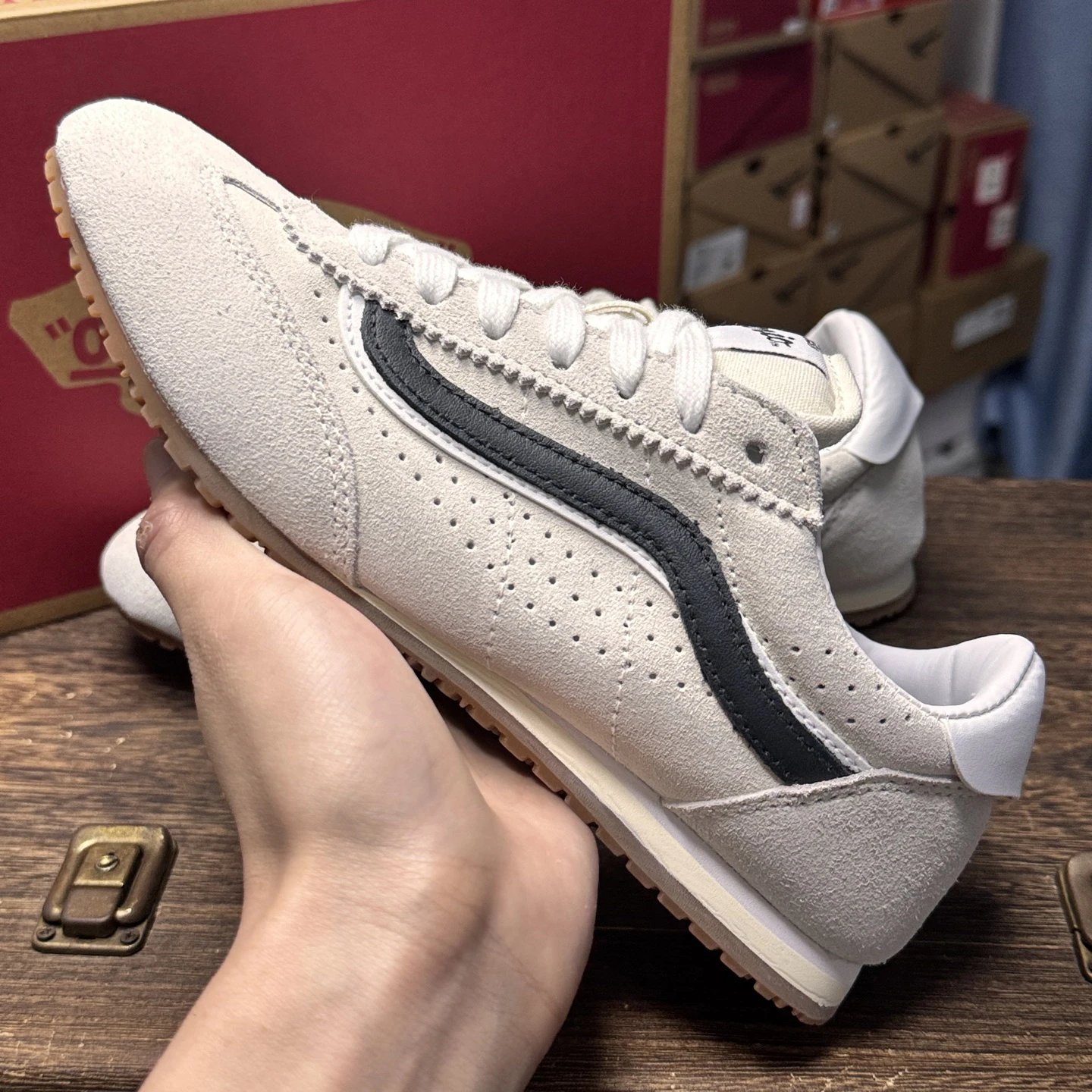 Retro Suede LowPro Sneakers Ivory - Gallery Image 7 - Detailed View