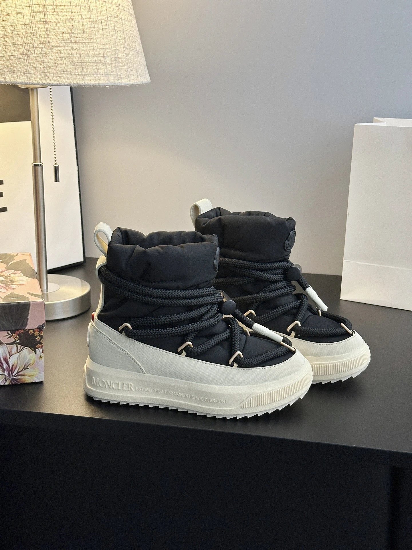 Moncler Mid Boots Black & White - Gallery Image 6 - Detailed View