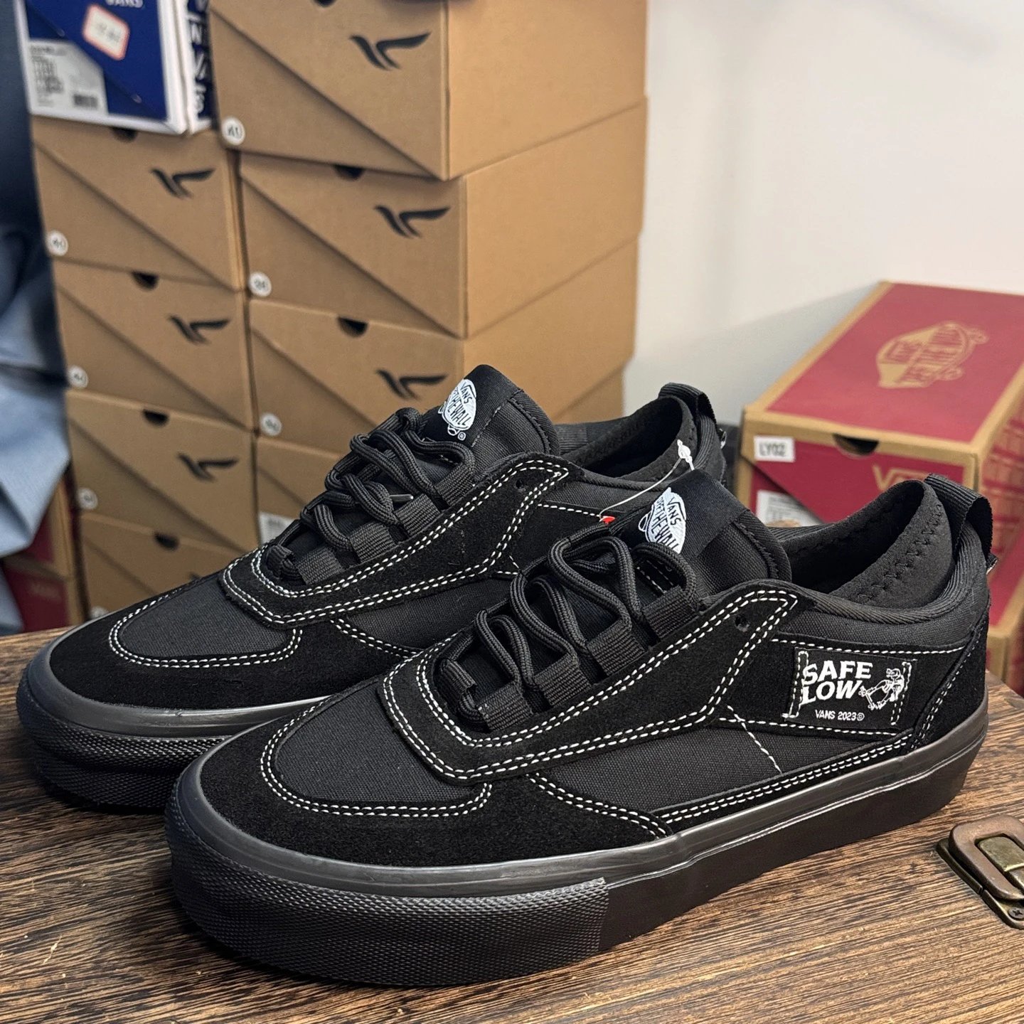Low Top Suede Skate Shoes Jet Black - Gallery Image 4 - Detailed View
