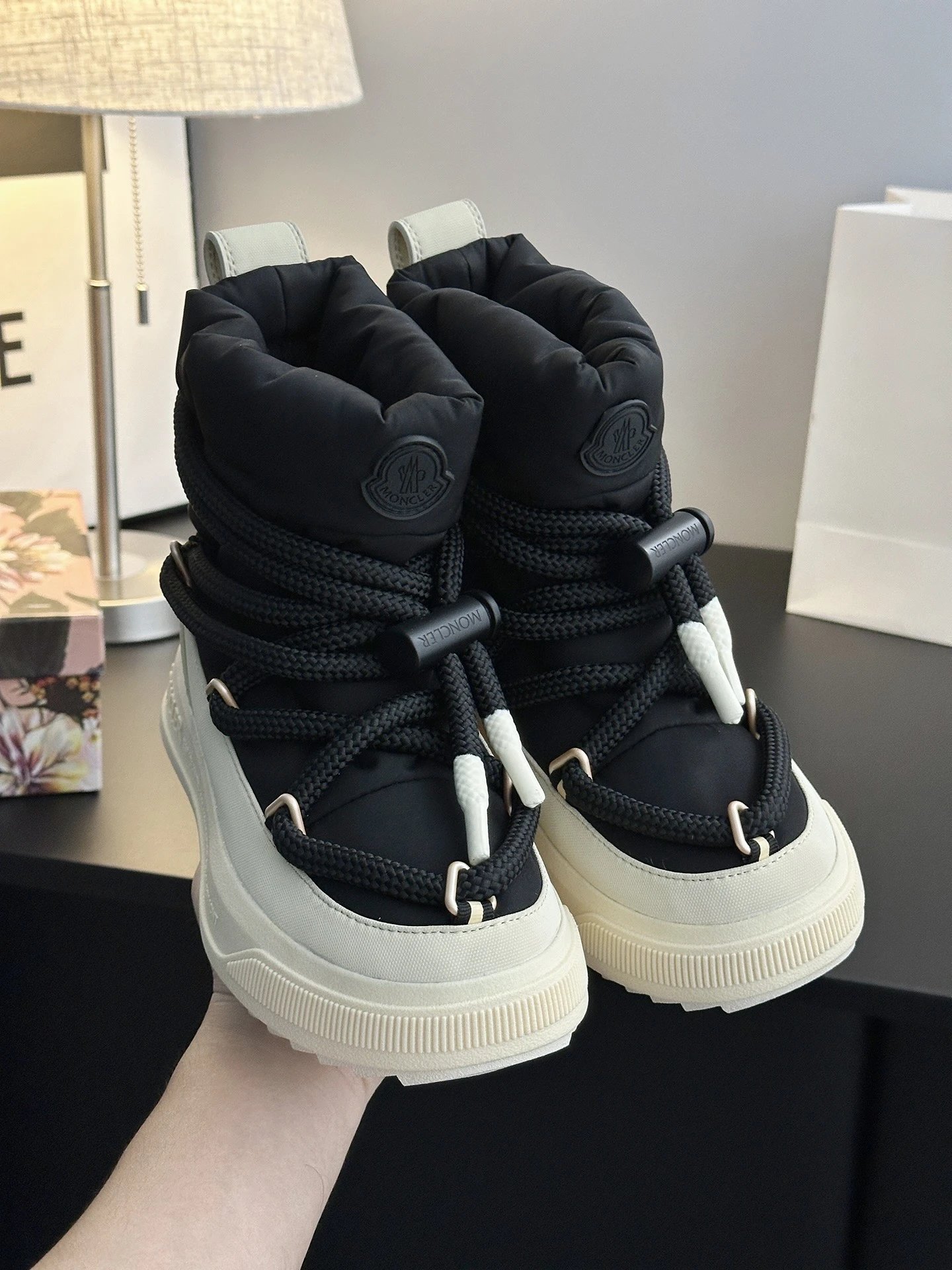 Moncler Mid Boots Black & White - Gallery Image 8 - Detailed View