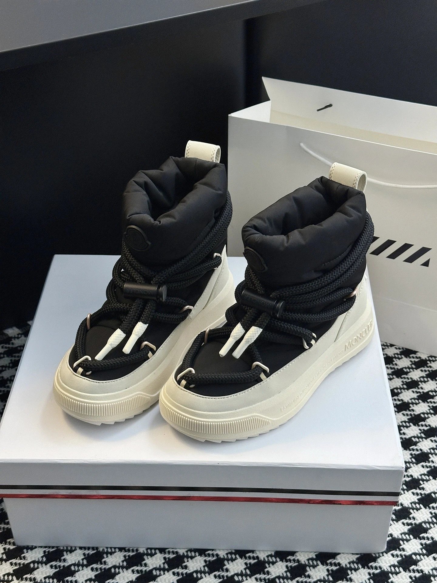 Moncler Mid Boots Black & White - Gallery Image 5 - Detailed View