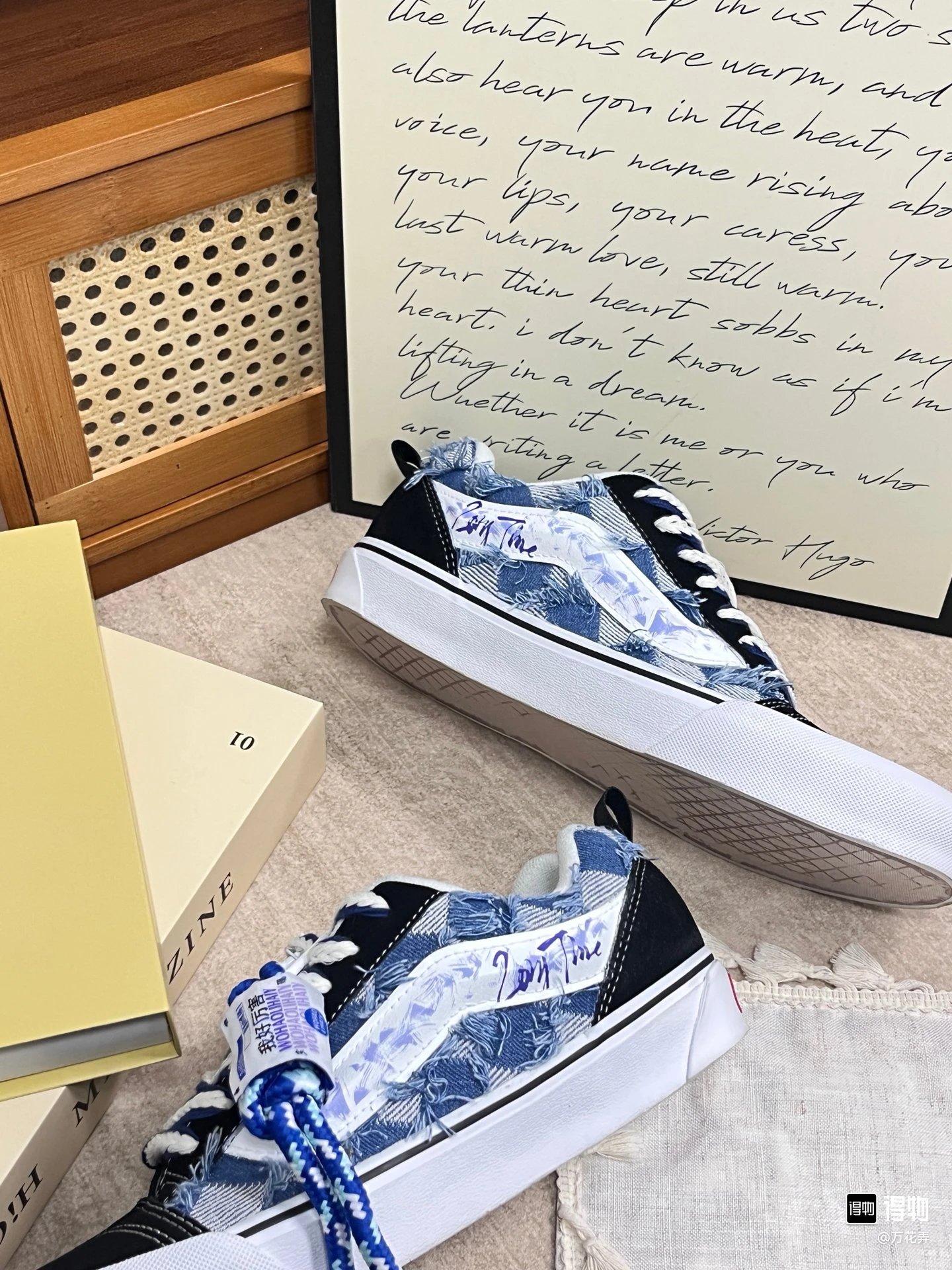 Retro Low Top Skate Shoes Indigo Black - Gallery Image 3 - Detailed View