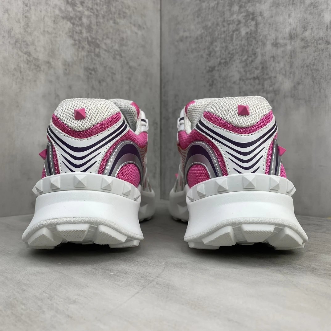 Chunky Leather Mesh Sneakers Fuchsia Pink - Gallery Image 5 - Detailed View