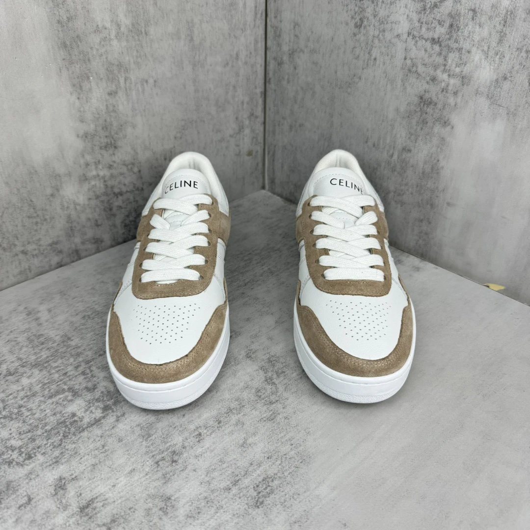 Unisex Trainer Skate Sneakers Leather Suede Ivory Beige - Gallery Image 4 - Detailed View