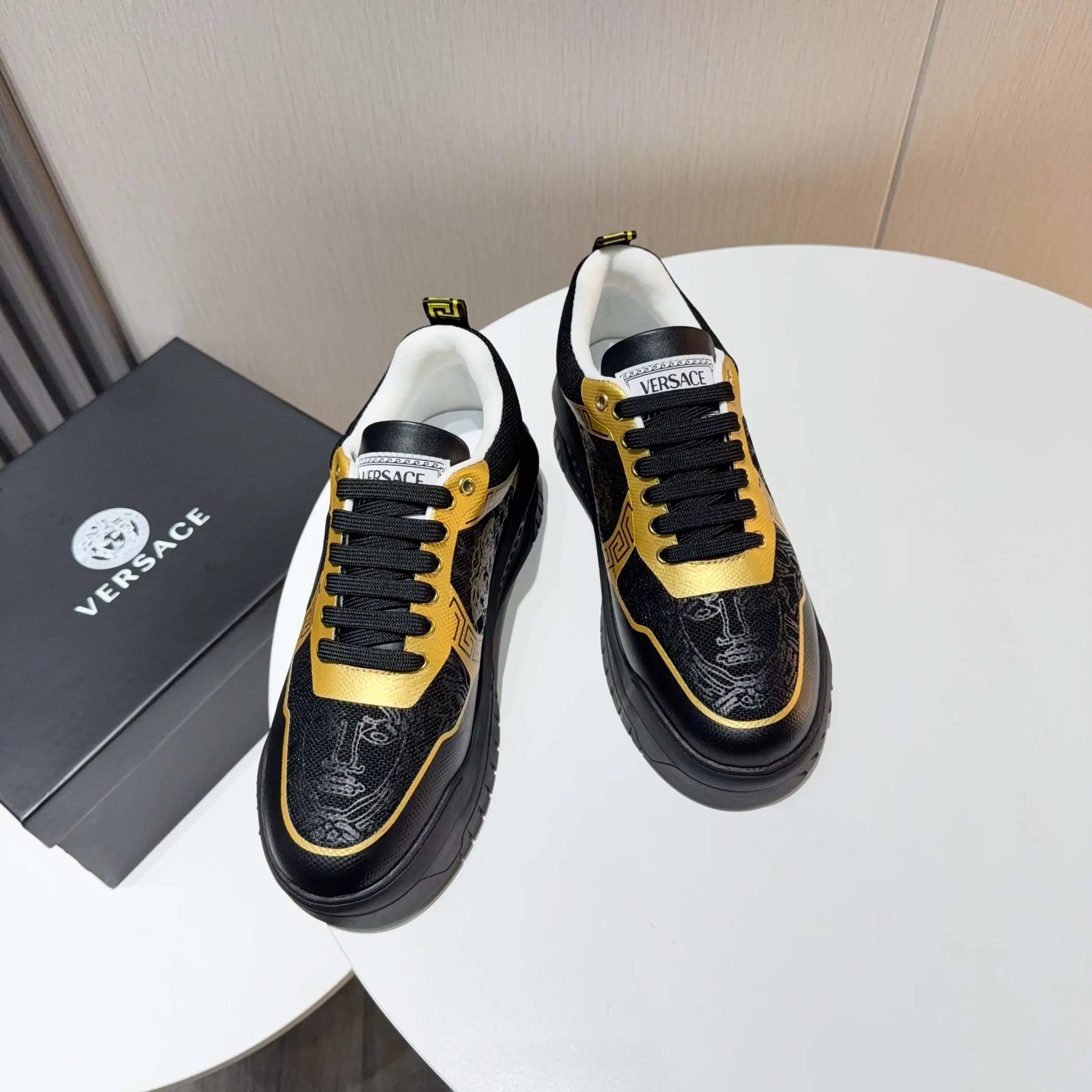 Luxury Knit Chunky Sneakers Obsidian Gold - Gallery Image 6 - Detailed View