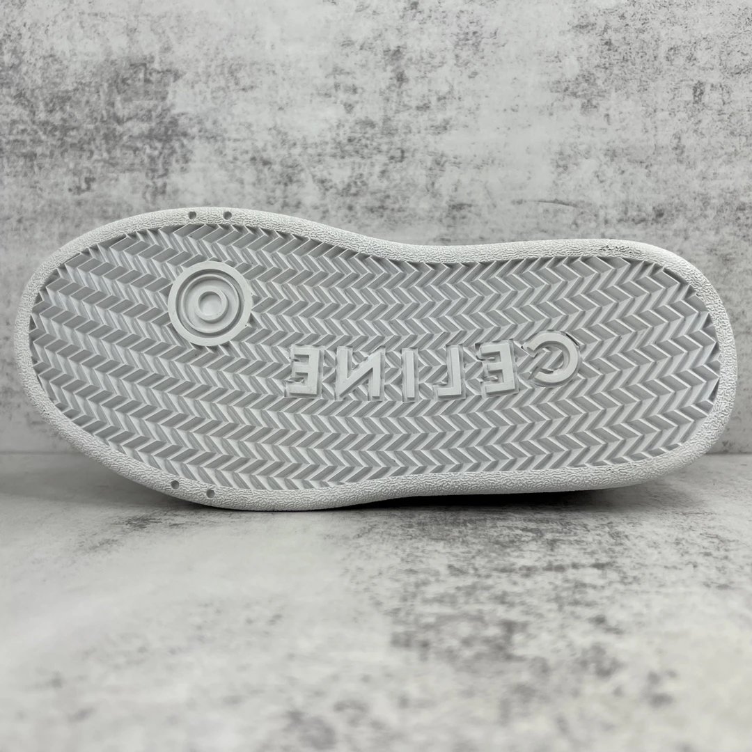 Platform Leather Sneakers with Triomphe Design in Ivory Black - Gallery Image 8 - Detailed View