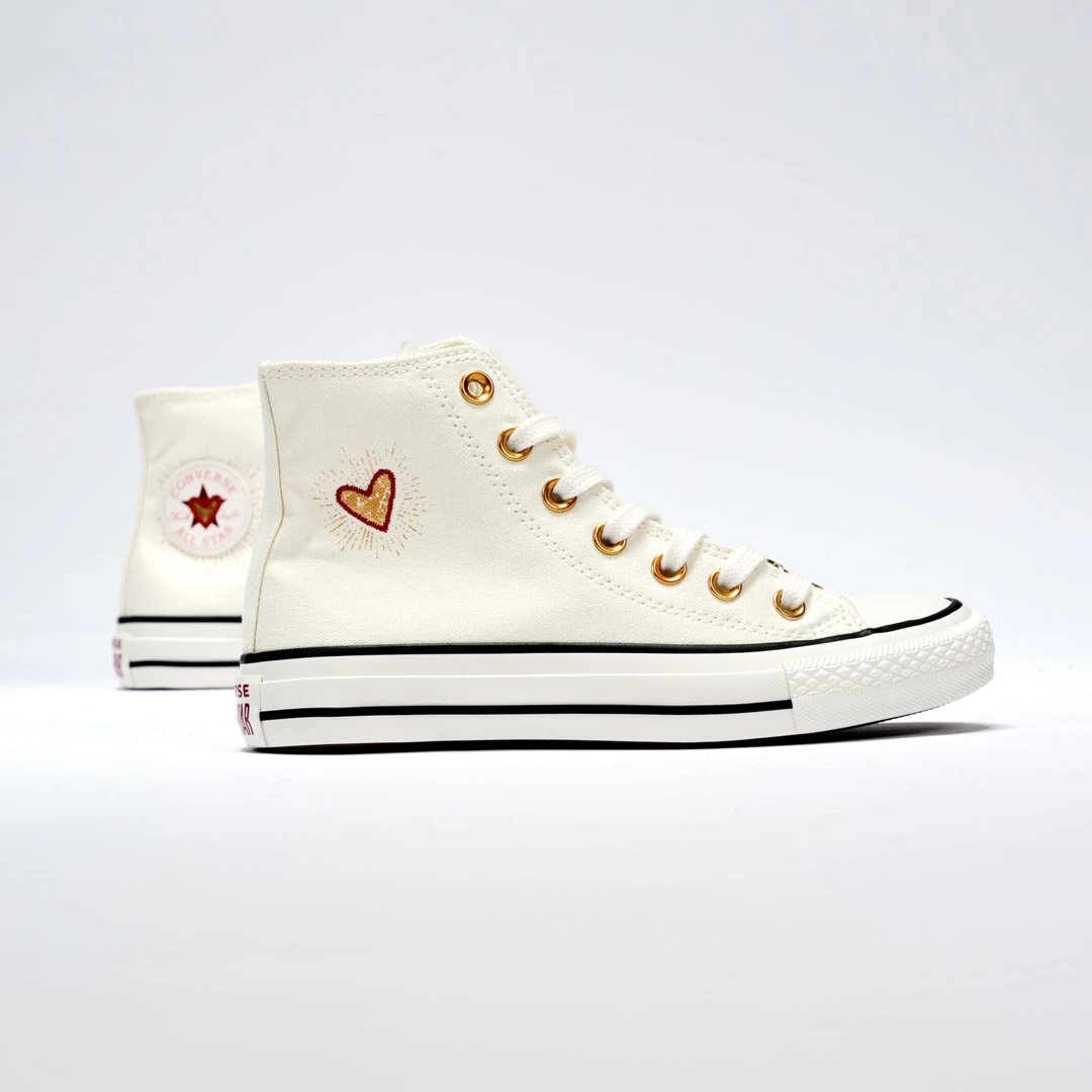 Valentine Canvas High Top Sneakers Ivory Gold - Gallery Image 3 - Detailed View