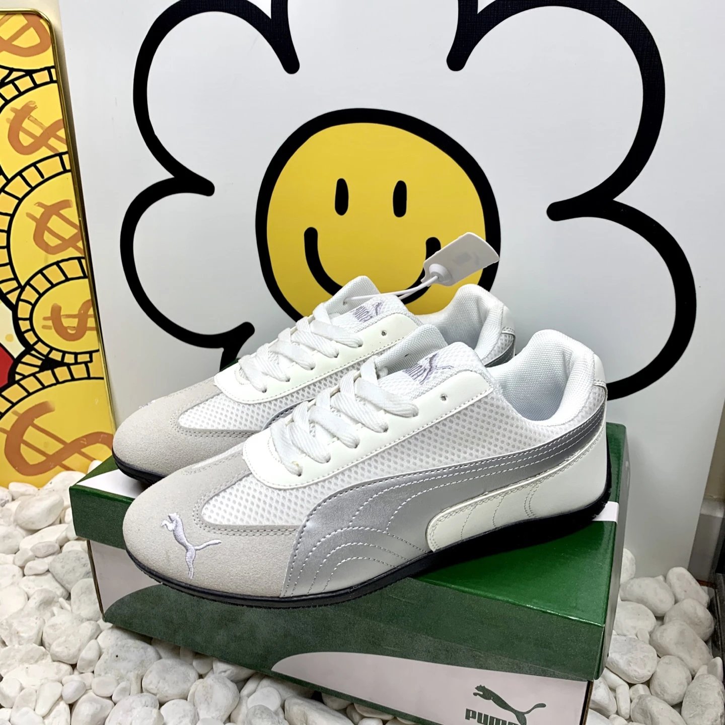 Puma Mesh Sneakers White Grey - Gallery Image 5 - Detailed View