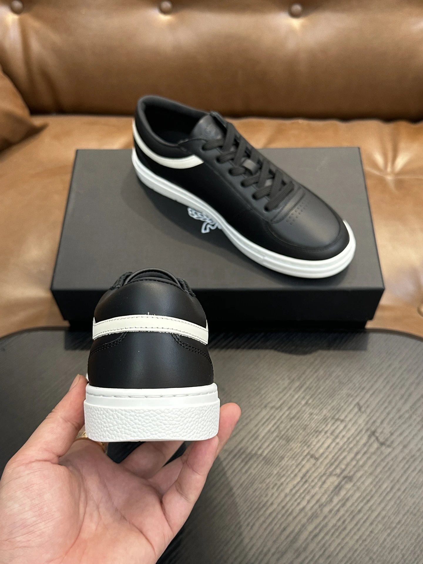 MCM Skystream Cubic Monogram Jacquard Sneaker Black - Gallery Image 8 - Detailed View