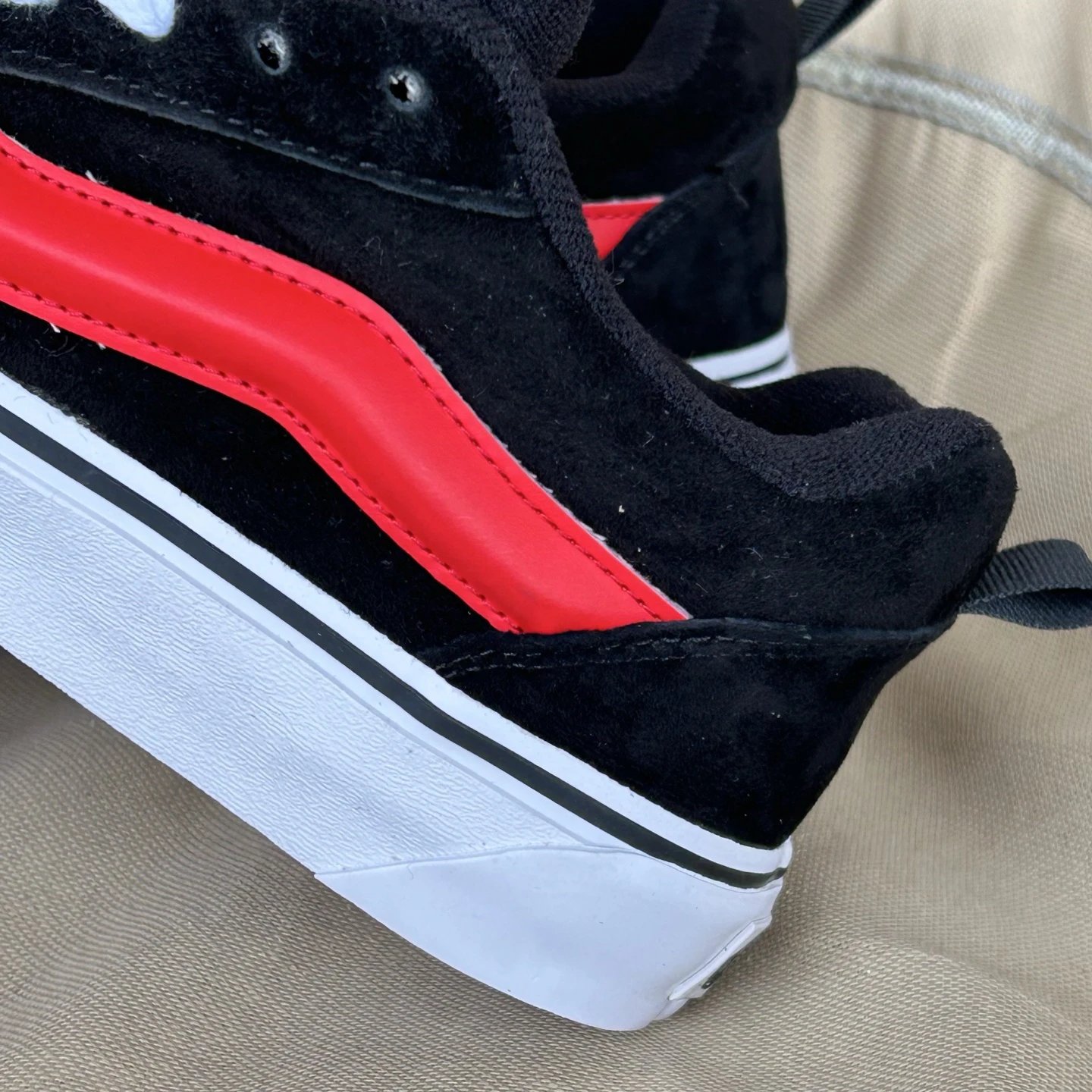 Low Top Skate Sneakers Suede Black Flame Orange - Gallery Image 5 - Detailed View