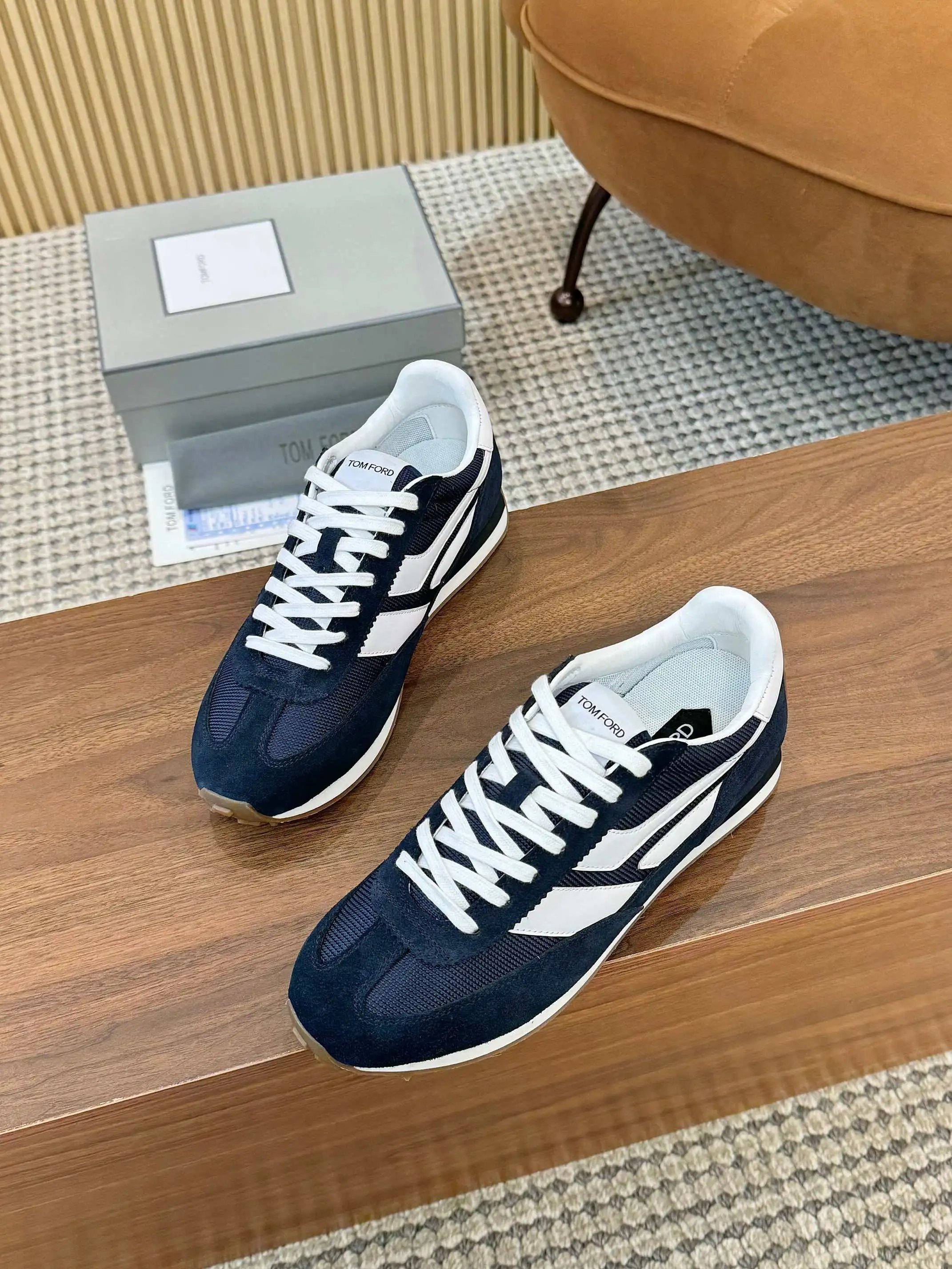 Retro Suede Mesh Sneakers Midnight Navy - Gallery Image 6 - Detailed View