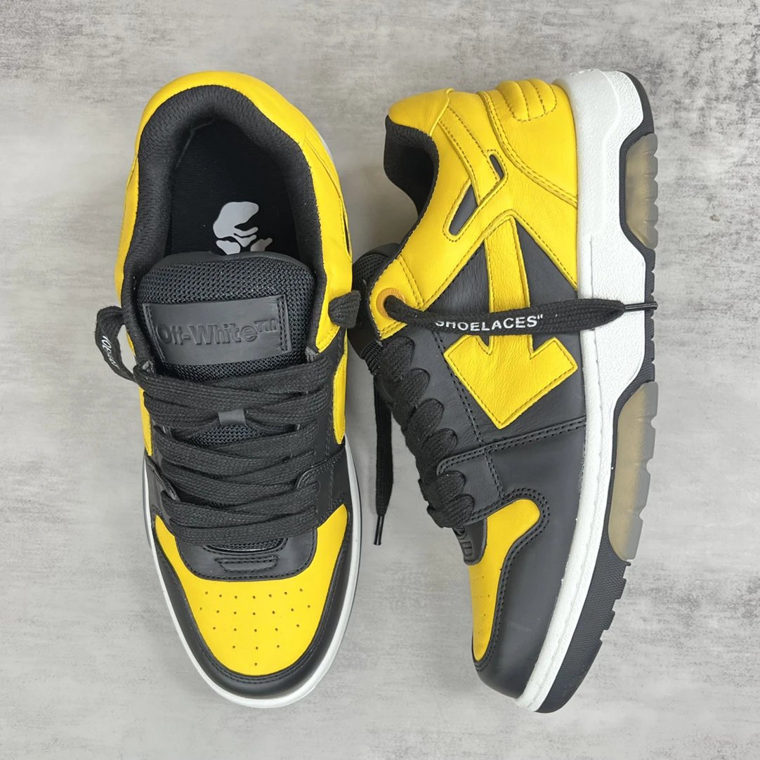 Retro Low Top Leather Sneakers Casual Canary Yellow - Gallery Image 3 - Detailed View