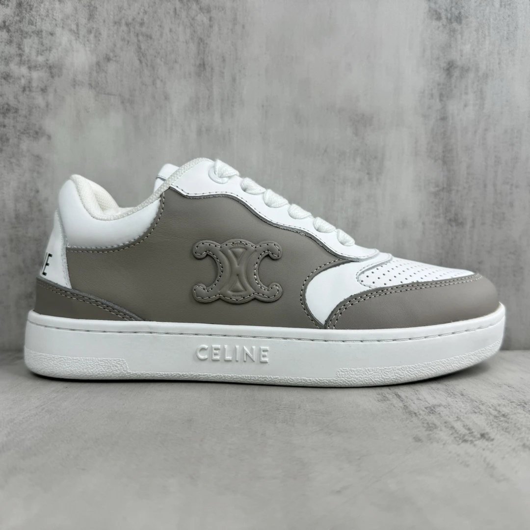 Low Top Leather Runner Sneakers White Taupe - Gallery Image 6 - Detailed View