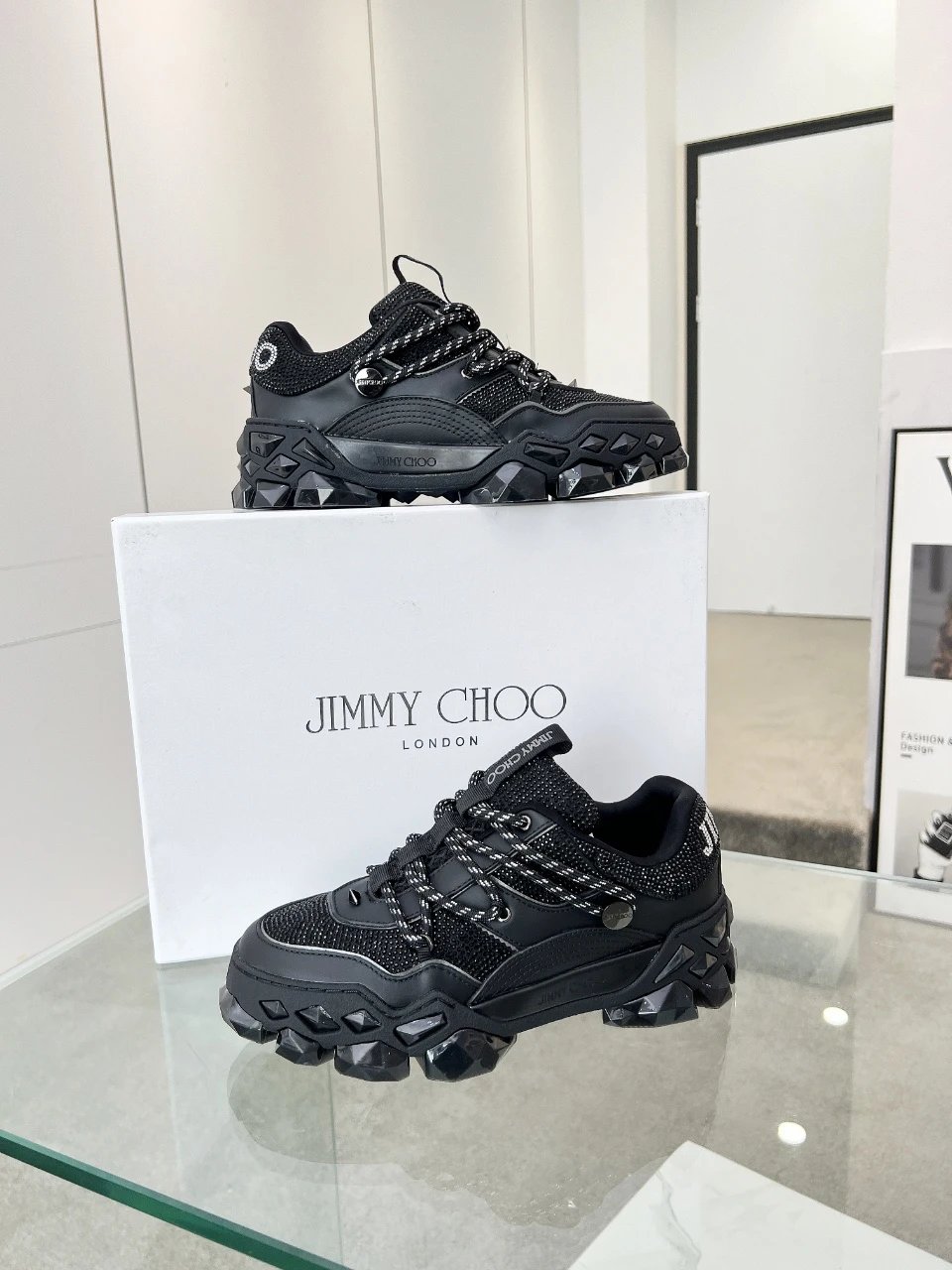 Jimmy Choo Diamond X II Sneakers Black - Gallery Image 9 - Detailed View